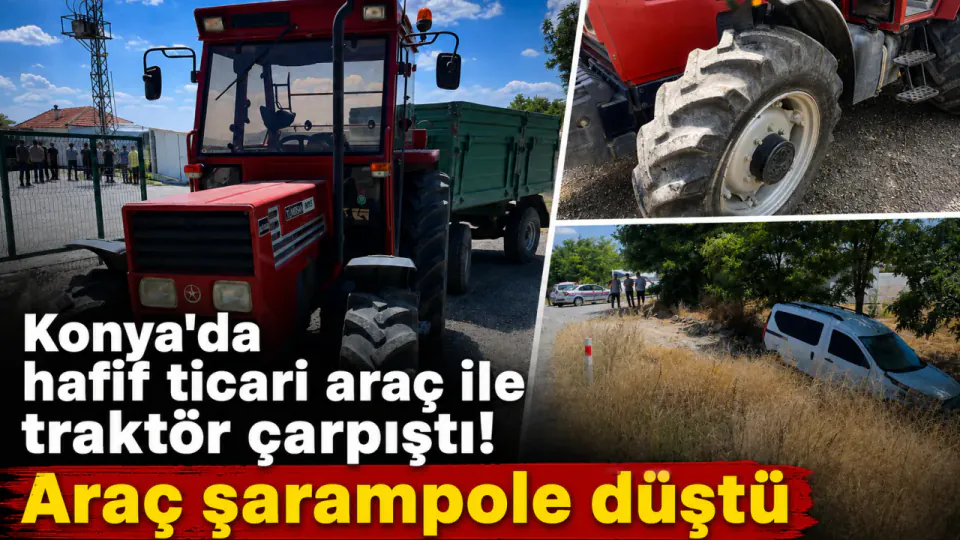 Konya'da Şarampole Devrilen Hafif Ticari Araç Kazası görseli