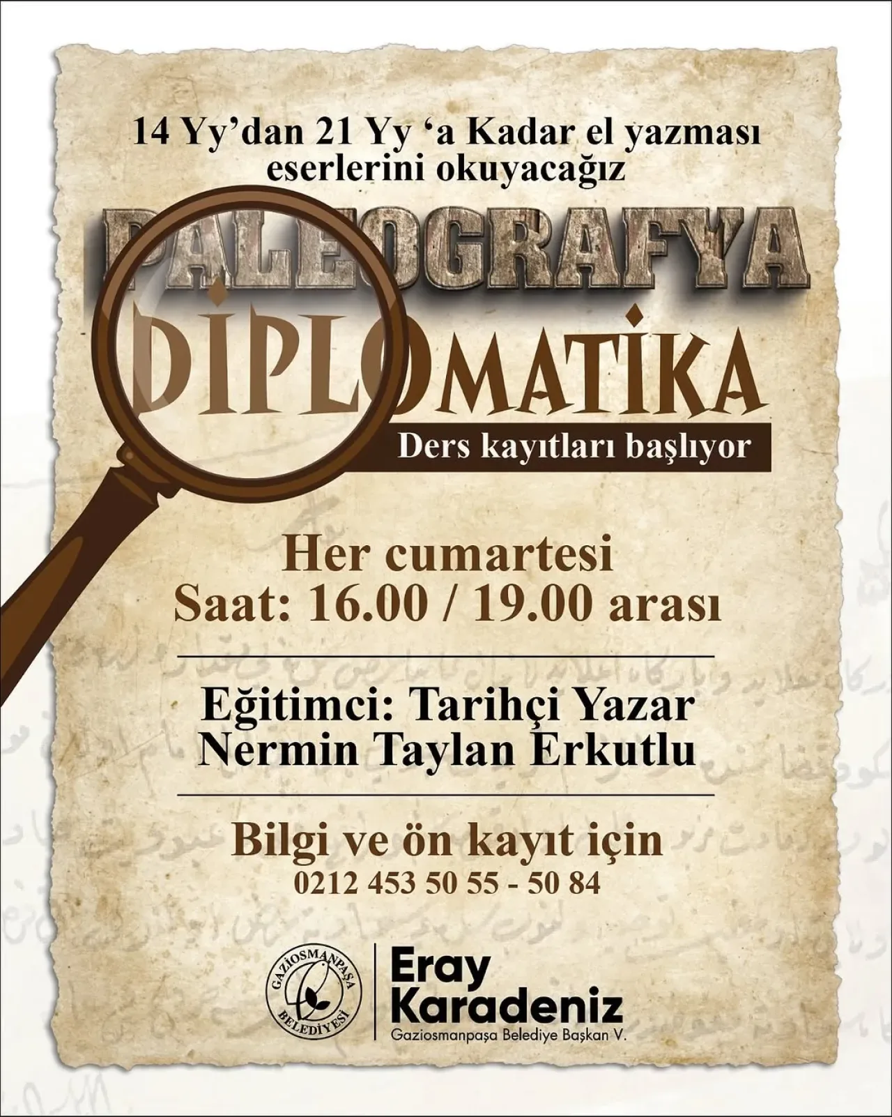 Gaziosmanpaşa'da Paleografya ve Diplomatika Kursu Başlıyor Gaziosmanpaşa'da Paleografya ve Diplomatika Kursu Başlıyor