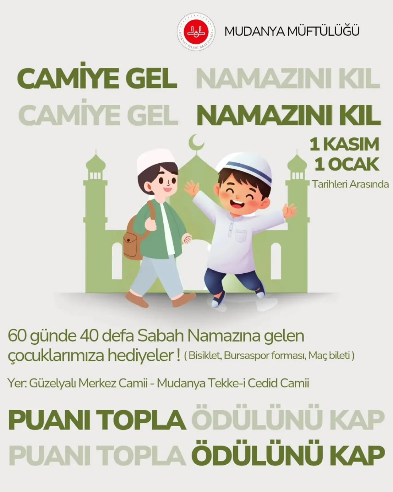 Bursa Mudanya'da Gençlere Yönelik 'Camilerde Puan Kazanma' Projesi Başlatıldı Bursa Mudanya'da Gençlere Yönelik 'Camilerde Puan Kazanma' Projesi Başlatıldı