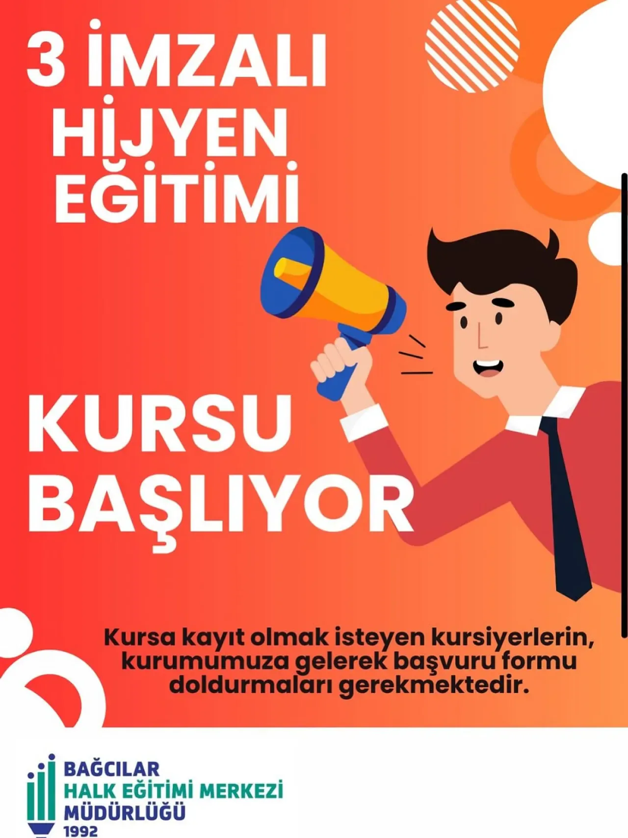 Bağcılar'da Üç İmzalı Hijyen Eğitimi Kursu Başlıyor Bağcılar'da Üç İmzalı Hijyen Eğitimi Kursu Başlıyor