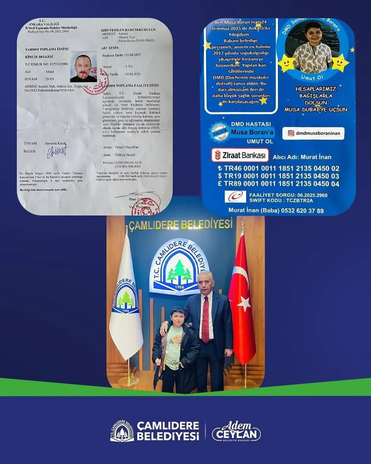 Çamlıdere Belediyesi, DMD Hastası Musa Boran İNAN ve Ailesine Destek Oluyor Çamlıdere Belediyesi, DMD Hastası Musa Boran İNAN ve Ailesine Destek Oluyor