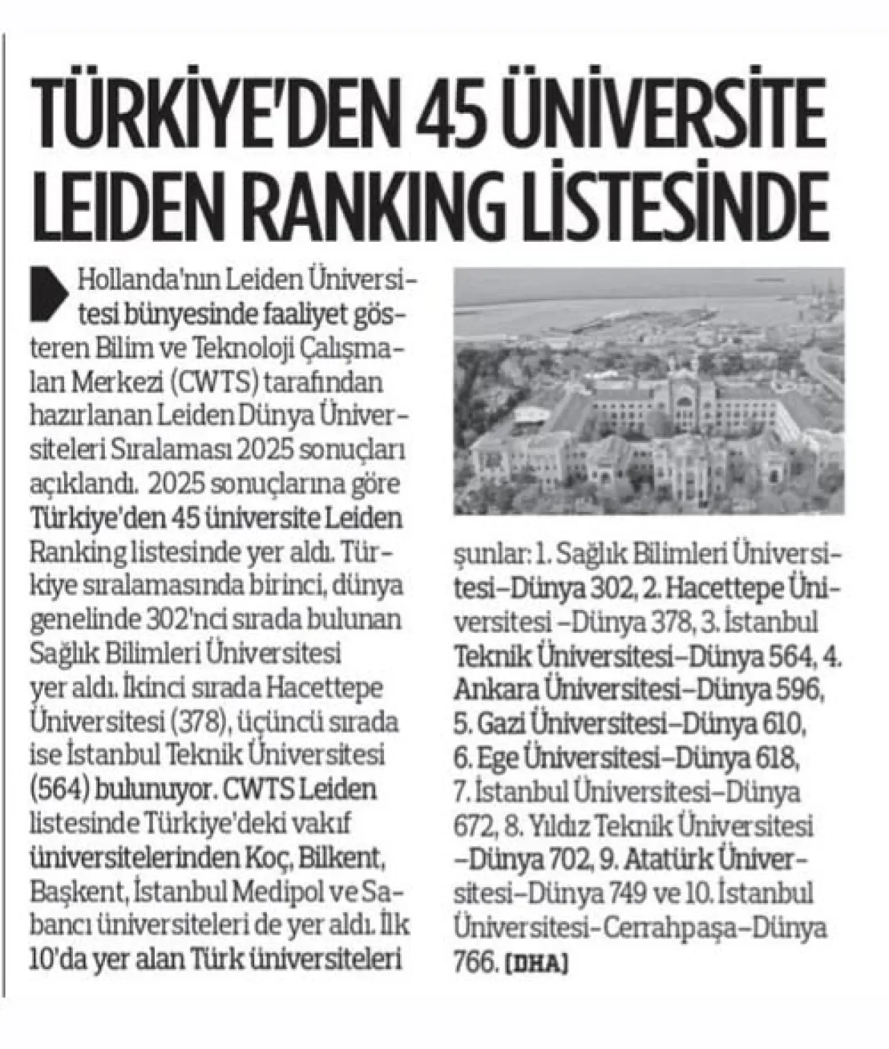 Sağlık Bilimleri Üniversitesi, CWTS Leiden Ranking 2025'te Yine Zirvede Sağlık Bilimleri Üniversitesi, CWTS Leiden Ranking 2025'te Yine Zirvede
