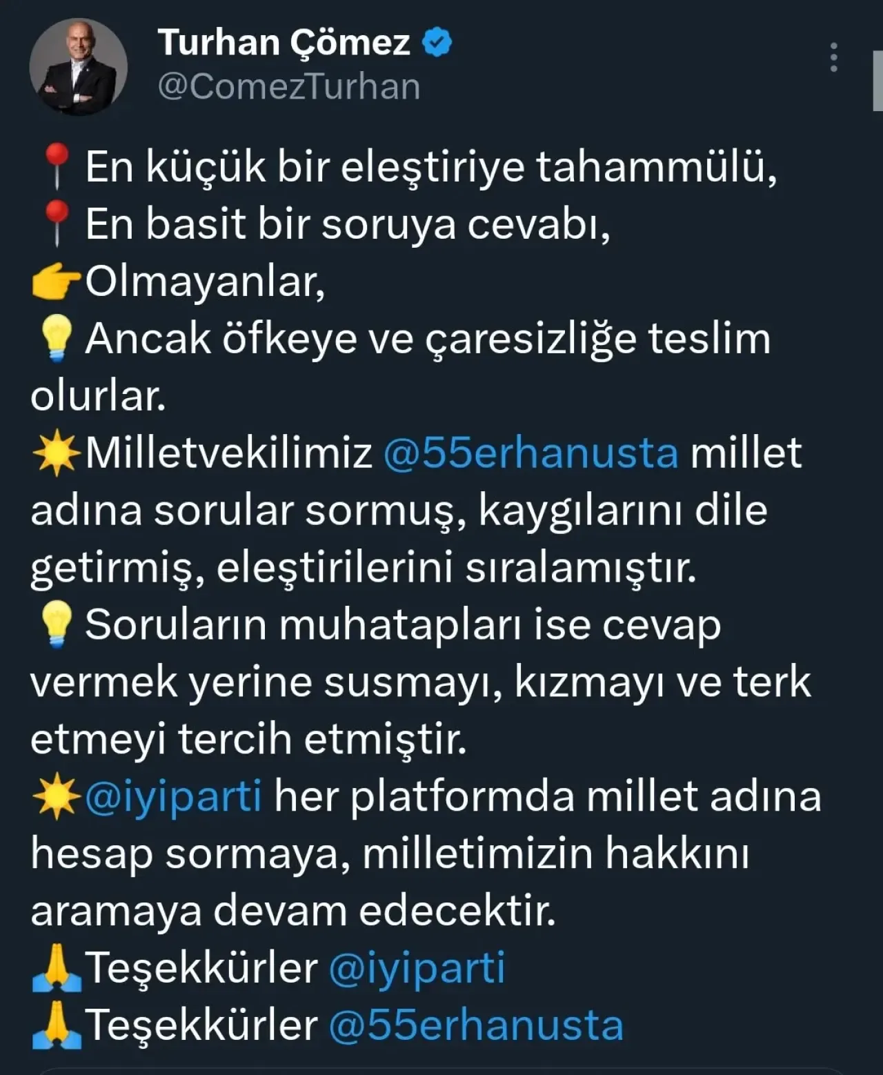 İYİ Partili Turhan Çömez'in Meclis'teki Eleştirilerine Tepki: Sorular Yanıtsız Kaldı İYİ Partili Turhan Çömez'in Meclis'teki Eleştirilerine Tepki: Sorular Yanıtsız Kaldı