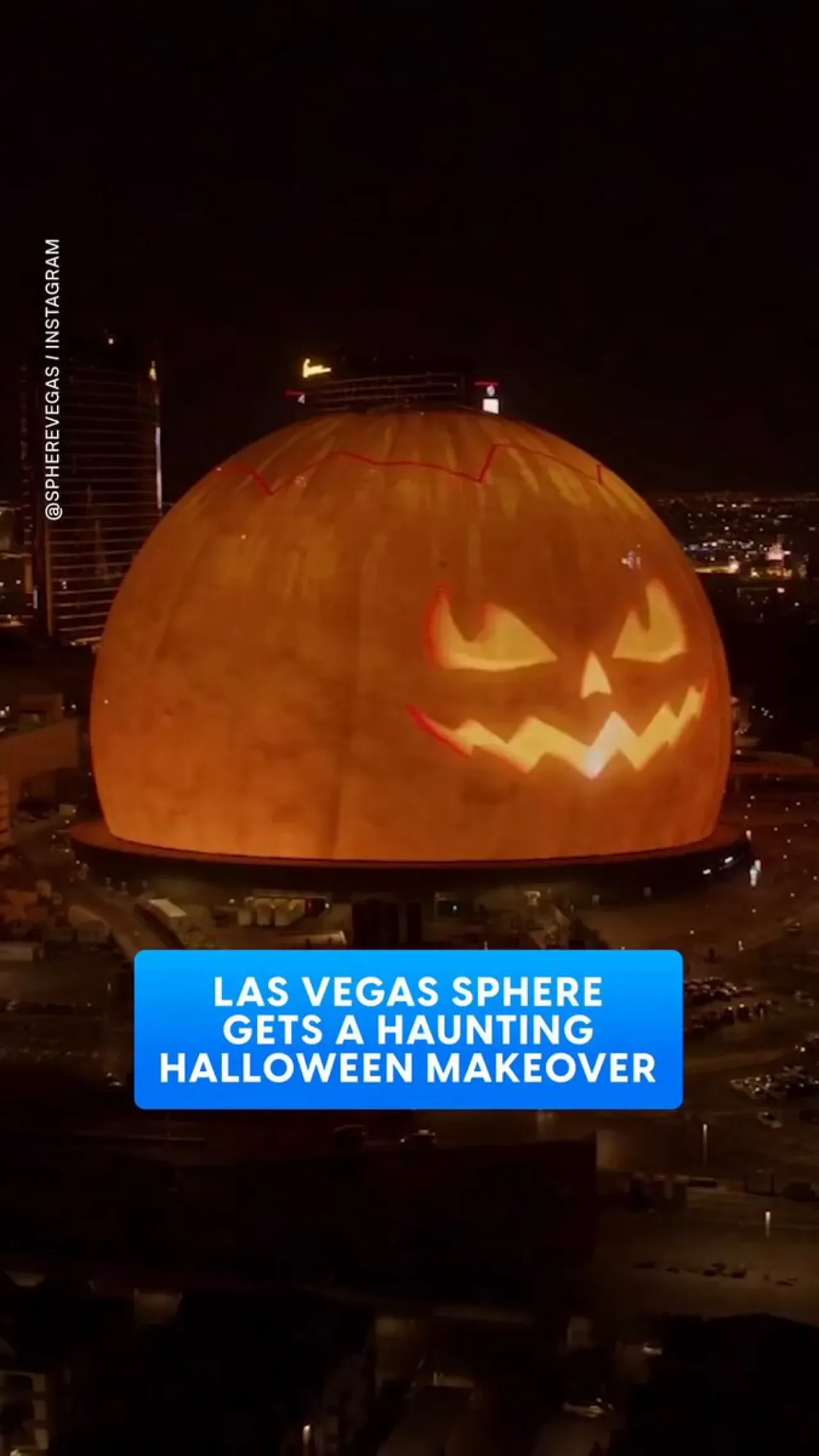 Las Vegas Sphere, Cadılar Bayramı'nda Dev Bir Balkabağına Dönüştü Las Vegas Sphere, Cadılar Bayramı'nda Dev Bir Balkabağına Dönüştü