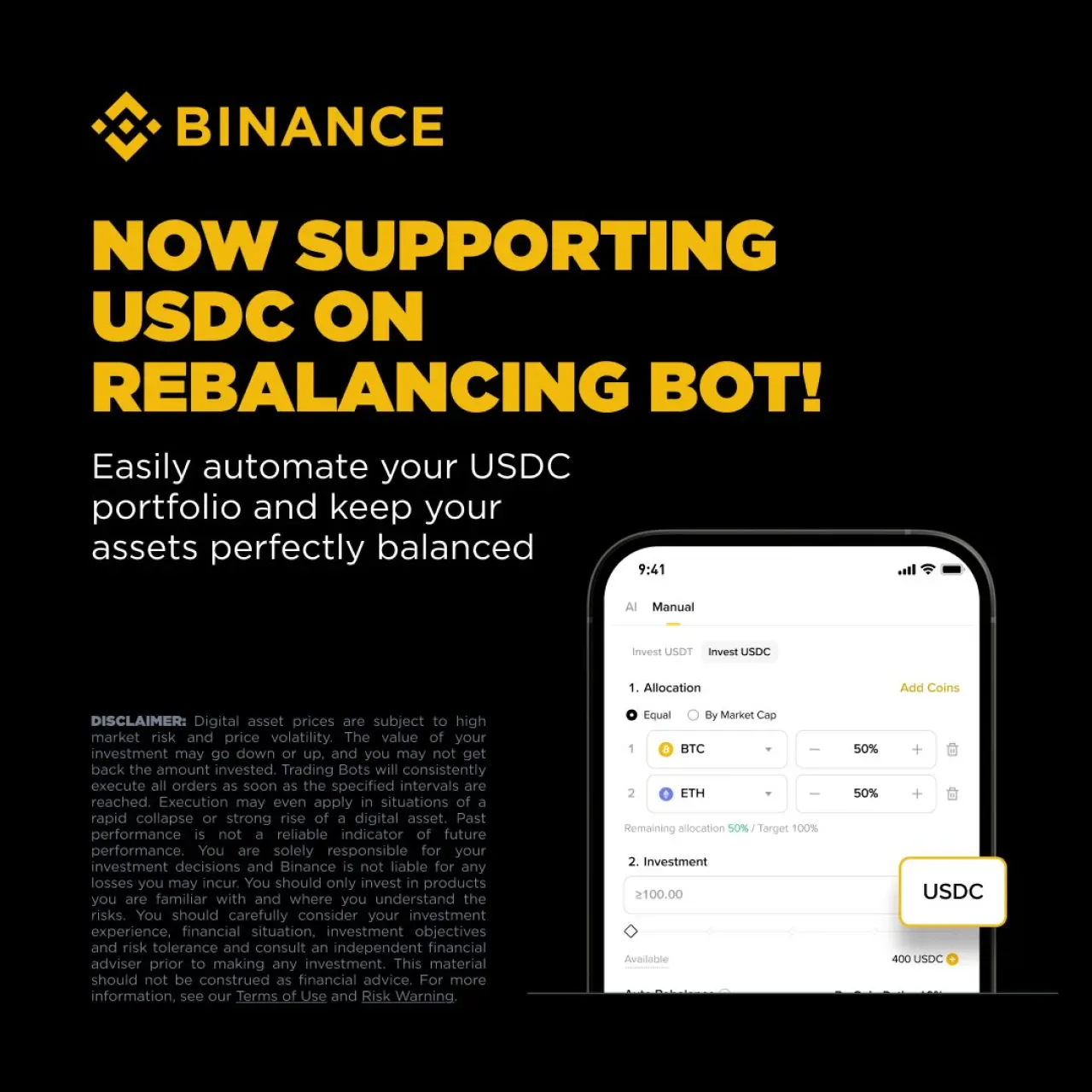 Binance Spot Rebalancing Bot'a USDC Desteği Geldi Binance Spot Rebalancing Bot'a USDC Desteği Geldi