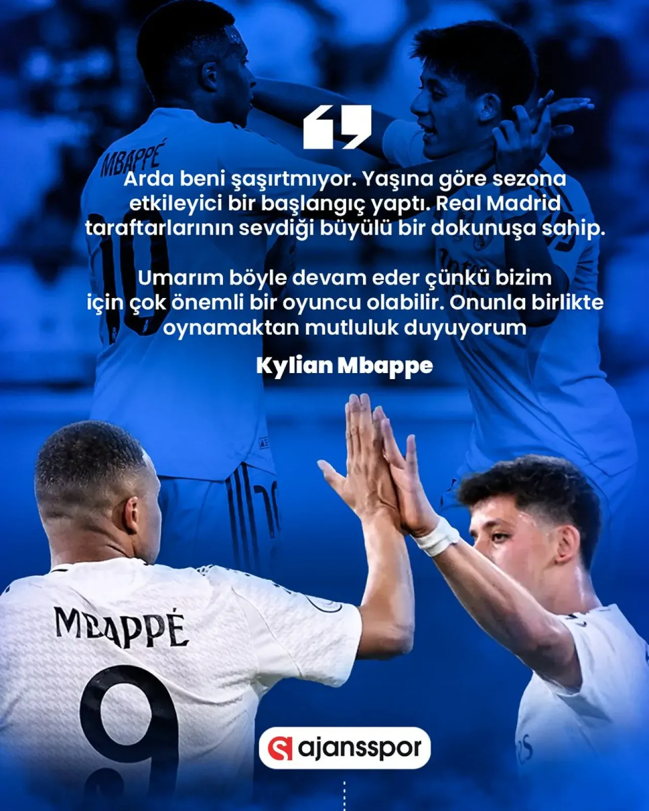 Kylian Mbappe'den Arda Güler'e Övgü: "Beni Şaşırtmıyor" Kylian Mbappe'den Arda Güler'e Övgü: "Beni Şaşırtmıyor"