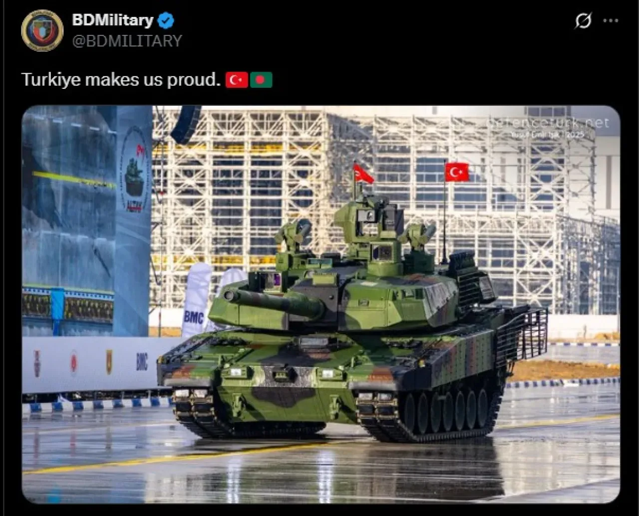 Bangladeş Medyası Türkiye'nin Altay Tankını Gündemine Taşıdı Bangladeş Medyası Türkiye'nin Altay Tankını Gündemine Taşıdı