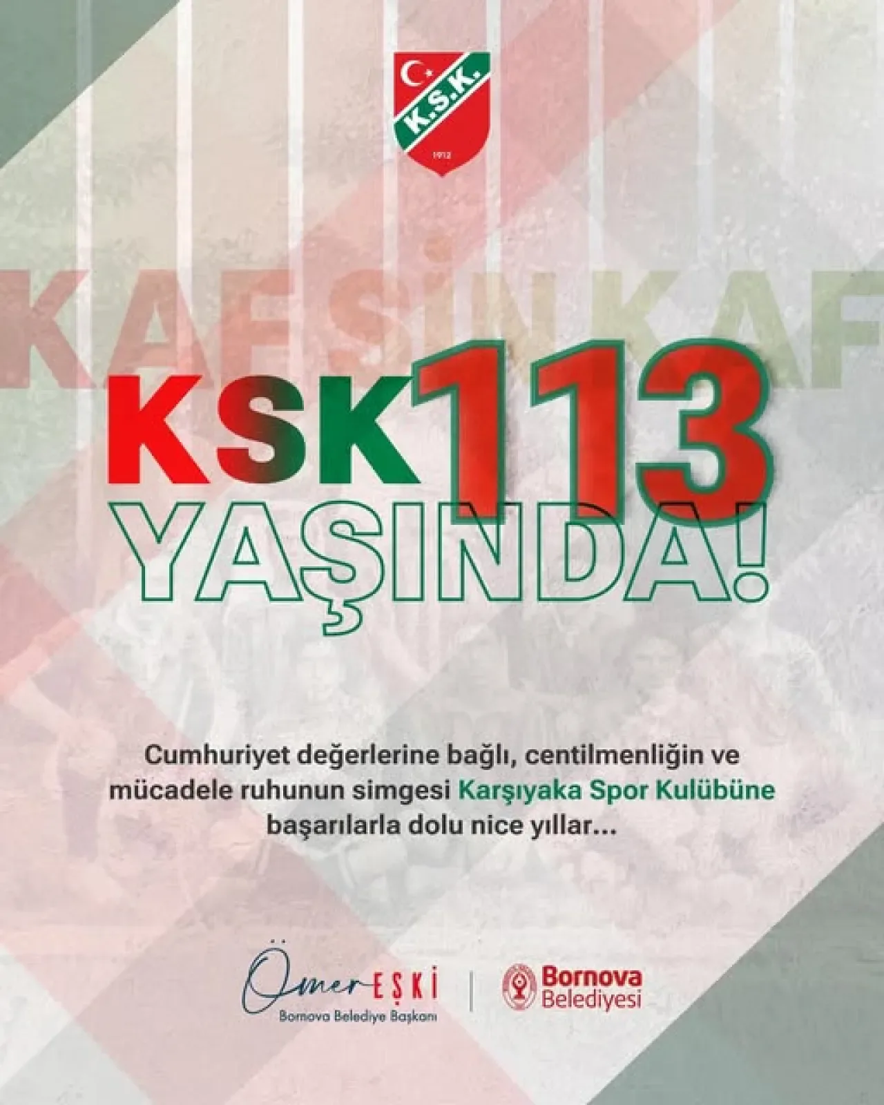 Bornova Belediyesi'nden Karşıyaka Spor Kulübü'ne Anlamlı Mesaj Bornova Belediyesi'nden Karşıyaka Spor Kulübü'ne Anlamlı Mesaj