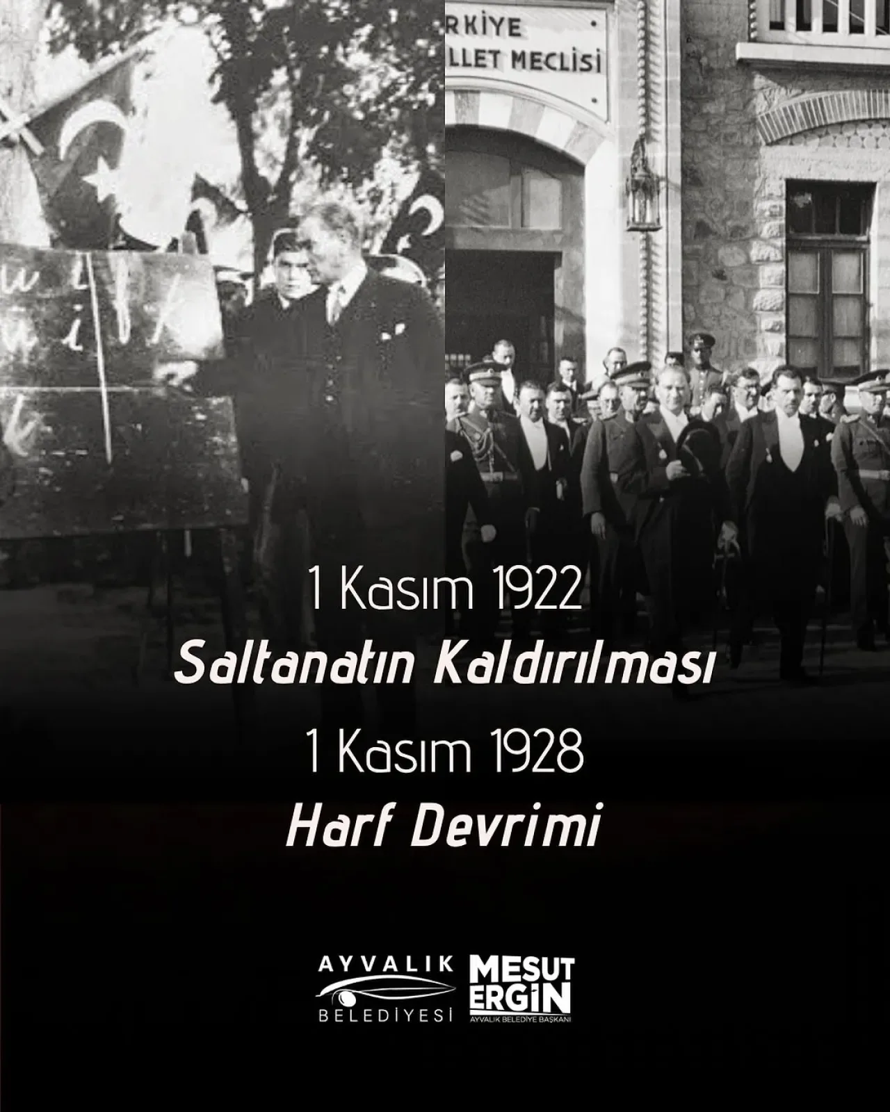 Ayvalık Belediyesi'nden 29 Ekim Cumhuriyet Bayramı ve Harf Devrimi Mesajı Ayvalık Belediyesi'nden 29 Ekim Cumhuriyet Bayramı ve Harf Devrimi Mesajı