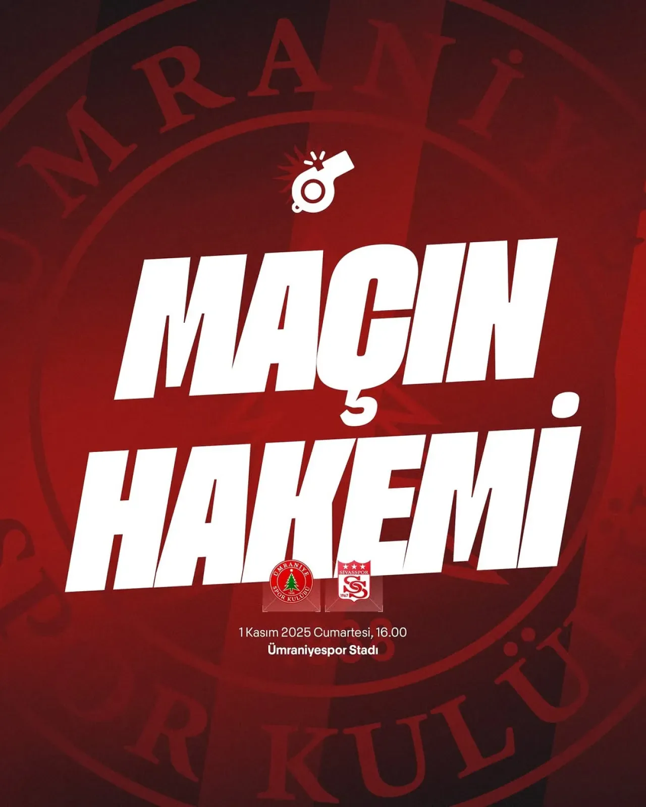 İstanbul Ümraniyespor - Sivasspor Maçında Hakem Görevi Yiğit Arslan'a Verildi İstanbul Ümraniyespor - Sivasspor Maçında Hakem Görevi Yiğit Arslan'a Verildi
