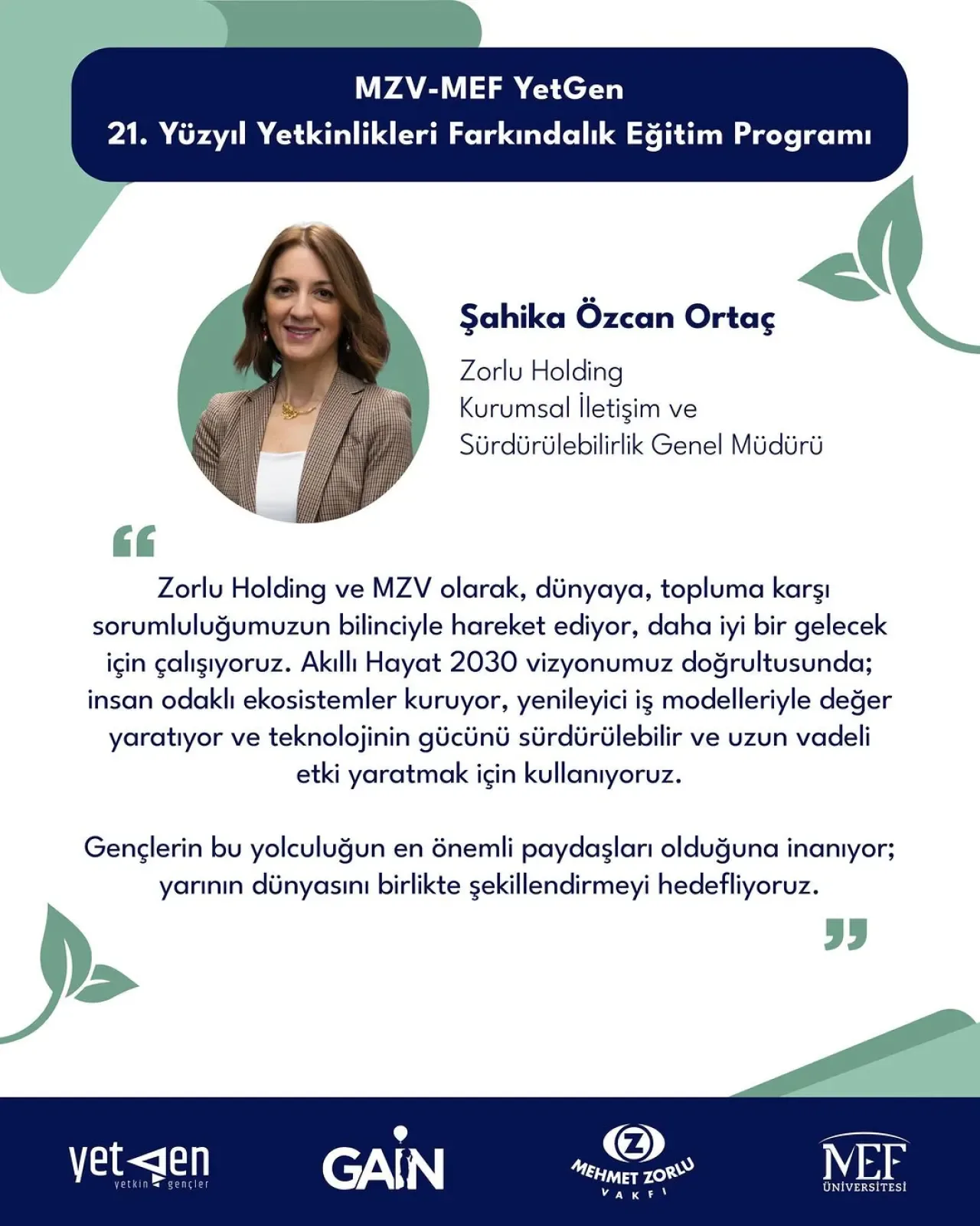 Zorlu Holding, MEF YetGen Programında Sürdürülebilirlik ve Sosyal İnovasyonu Anlattı Zorlu Holding, MEF YetGen Programında Sürdürülebilirlik ve Sosyal İnovasyonu Anlattı