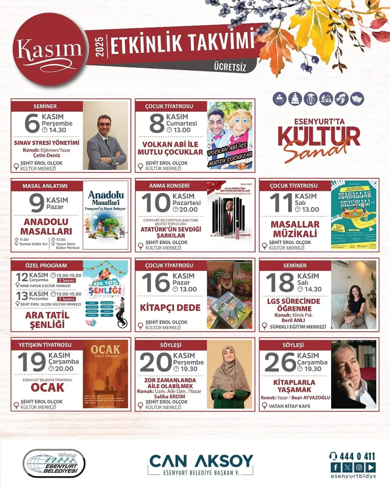 Esenyurt'ta Kasım Ayı Kültür ve Sanat Etkinlikleri Başlıyor Esenyurt'ta Kasım Ayı Kültür ve Sanat Etkinlikleri Başlıyor