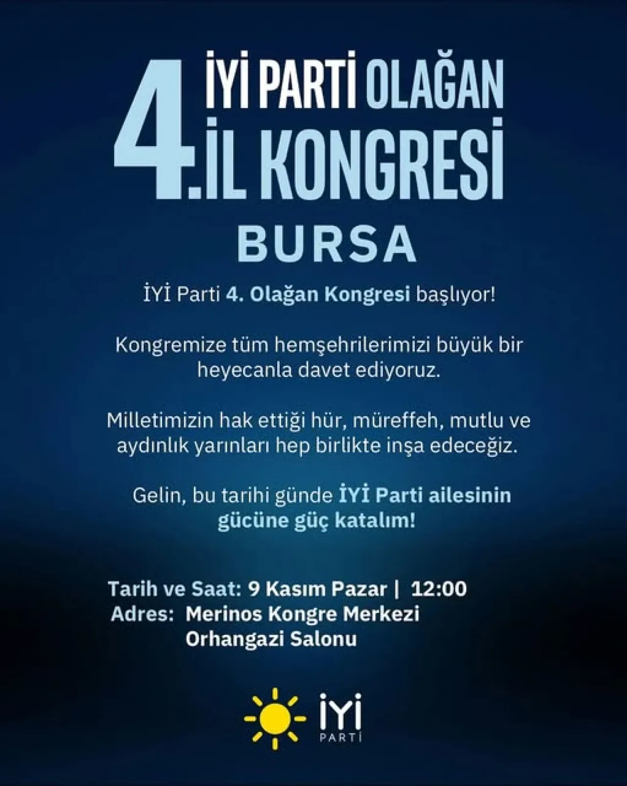 İYİ Parti Bursa'da 4. Olağan İl Kongresi'ni Düzenliyor İYİ Parti Bursa'da 4. Olağan İl Kongresi'ni Düzenliyor
