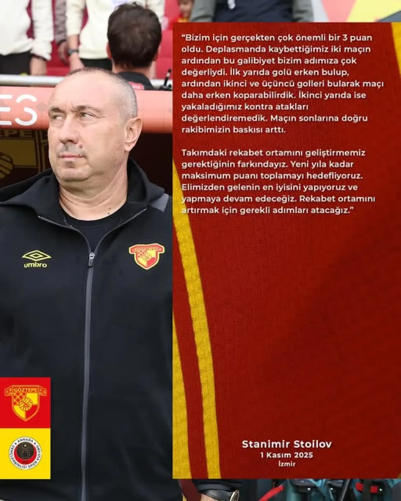 Göztepe Teknik Direktörü Stanimir Stoilov'dan Gençlerbirliği Galibiyeti Değerlendirmesi Göztepe Teknik Direktörü Stanimir Stoilov'dan Gençlerbirliği Galibiyeti Değerlendirmesi