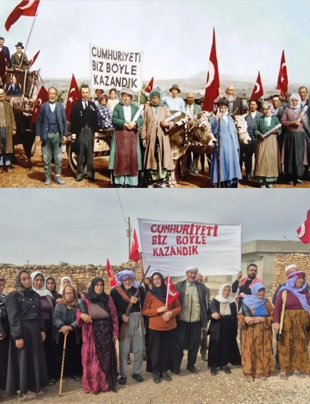 Şanlıurfa'da Köylüler Tarihi Cumhuriyet Pozunu Yeniden Canlandırdı Şanlıurfa'da Köylüler Tarihi Cumhuriyet Pozunu Yeniden Canlandırdı