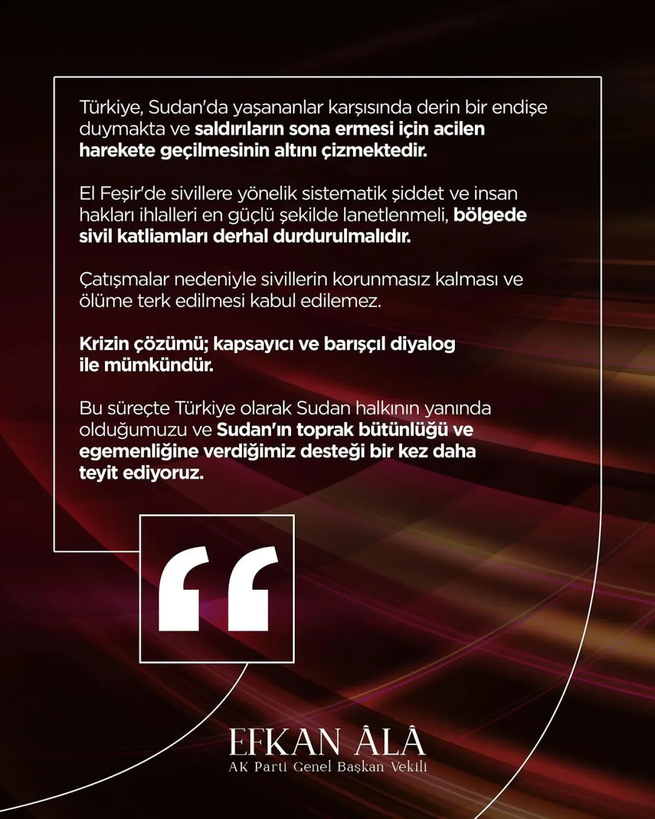 Sudan'daki İç Savaşta İnsani Durum ve Türkiye'nin Tutumu Sudan'daki İç Savaşta İnsani Durum ve Türkiye'nin Tutumu
