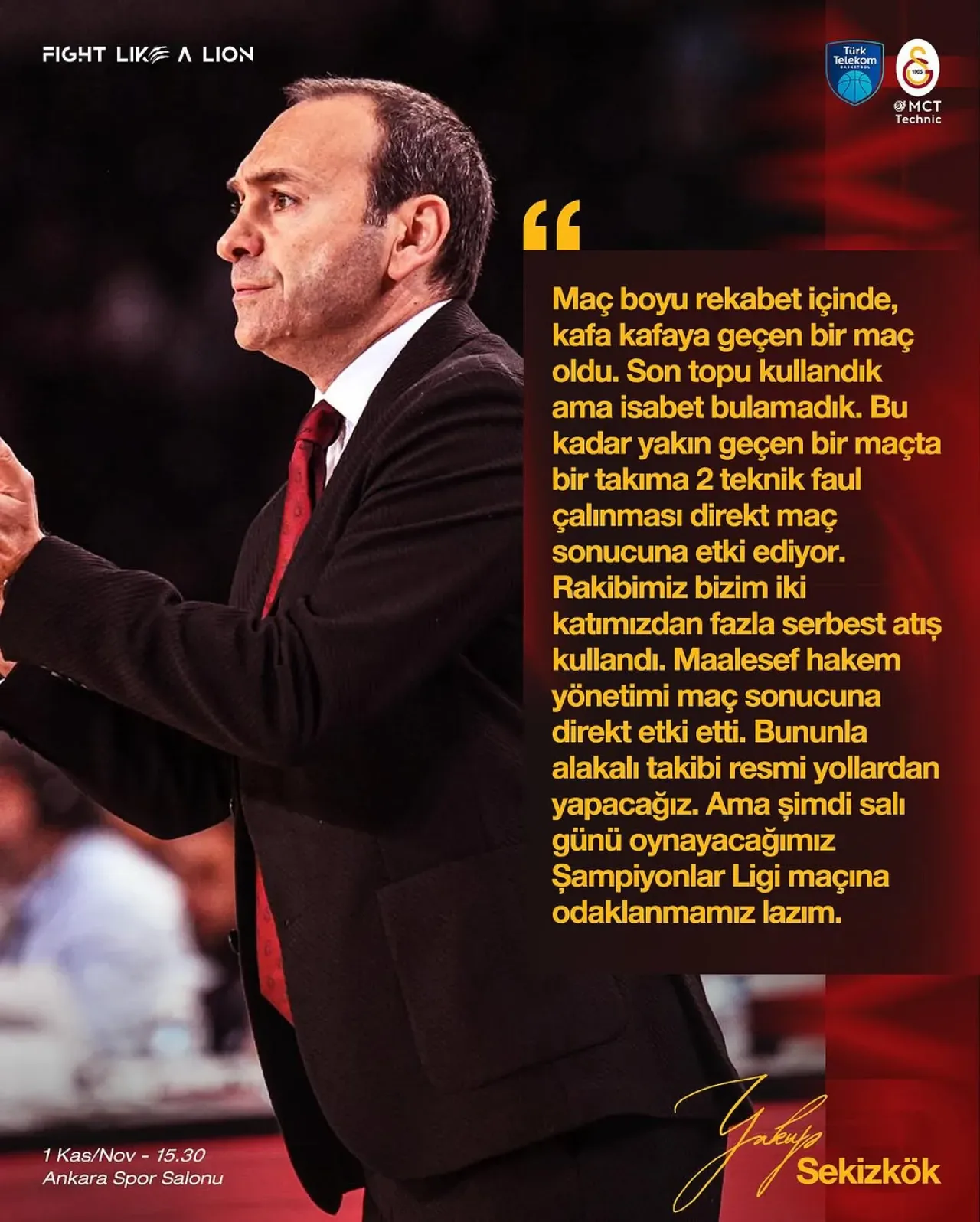 Galatasaray Başantrenörü Yakup Sekizkök'ten Türk Telekom Maçı Değerlendirmesi Galatasaray Başantrenörü Yakup Sekizkök'ten Türk Telekom Maçı Değerlendirmesi