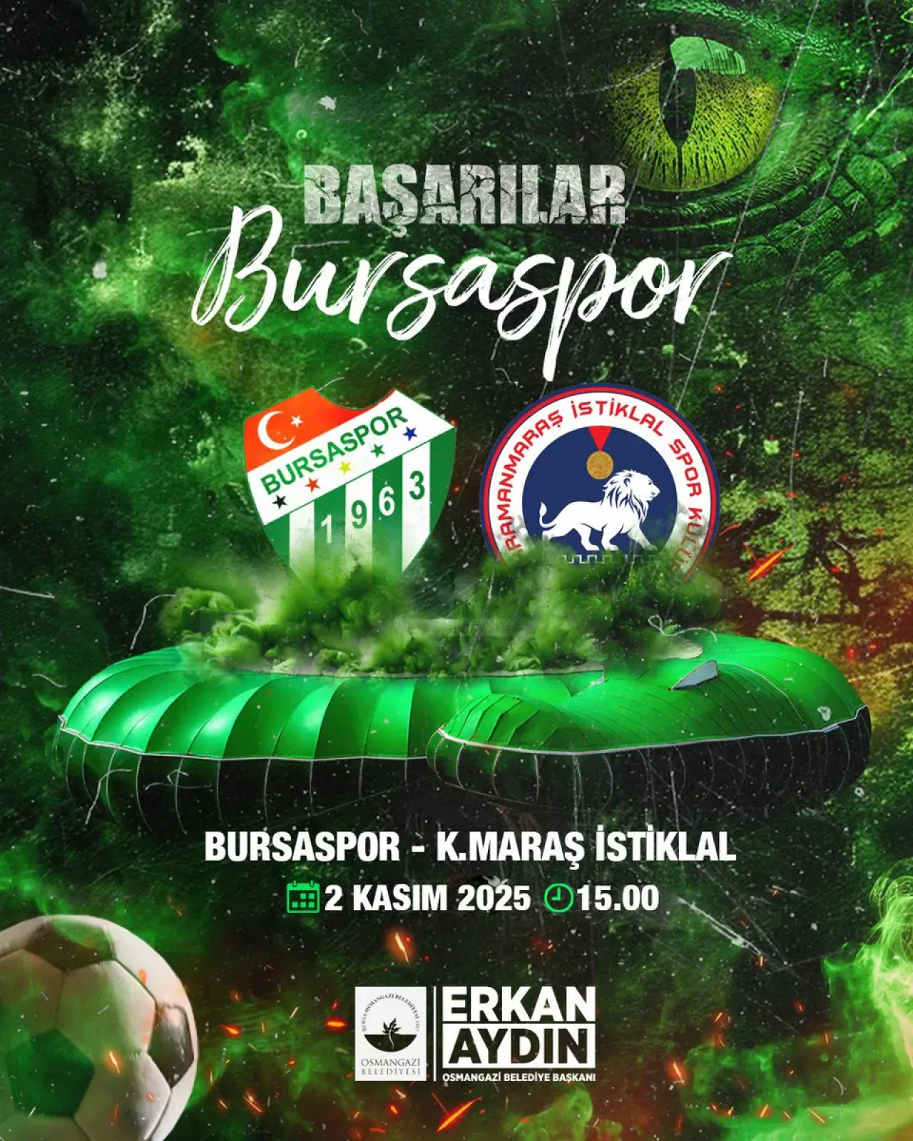 Bursaspor'a Maç Öncesi Başkan Aydın'dan Destek Mesajı Bursaspor'a Maç Öncesi Başkan Aydın'dan Destek Mesajı