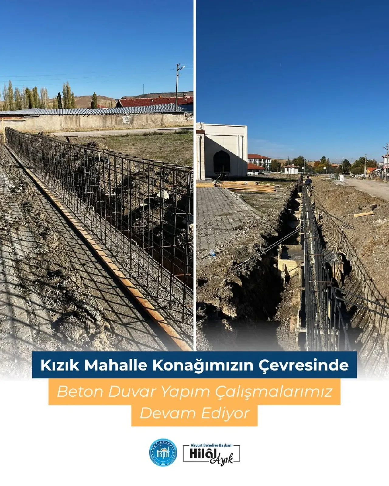 Akyurt Belediyesi, Kızık Mahalle Konağı Çevresine Beton Duvar Yapıyor Akyurt Belediyesi, Kızık Mahalle Konağı Çevresine Beton Duvar Yapıyor