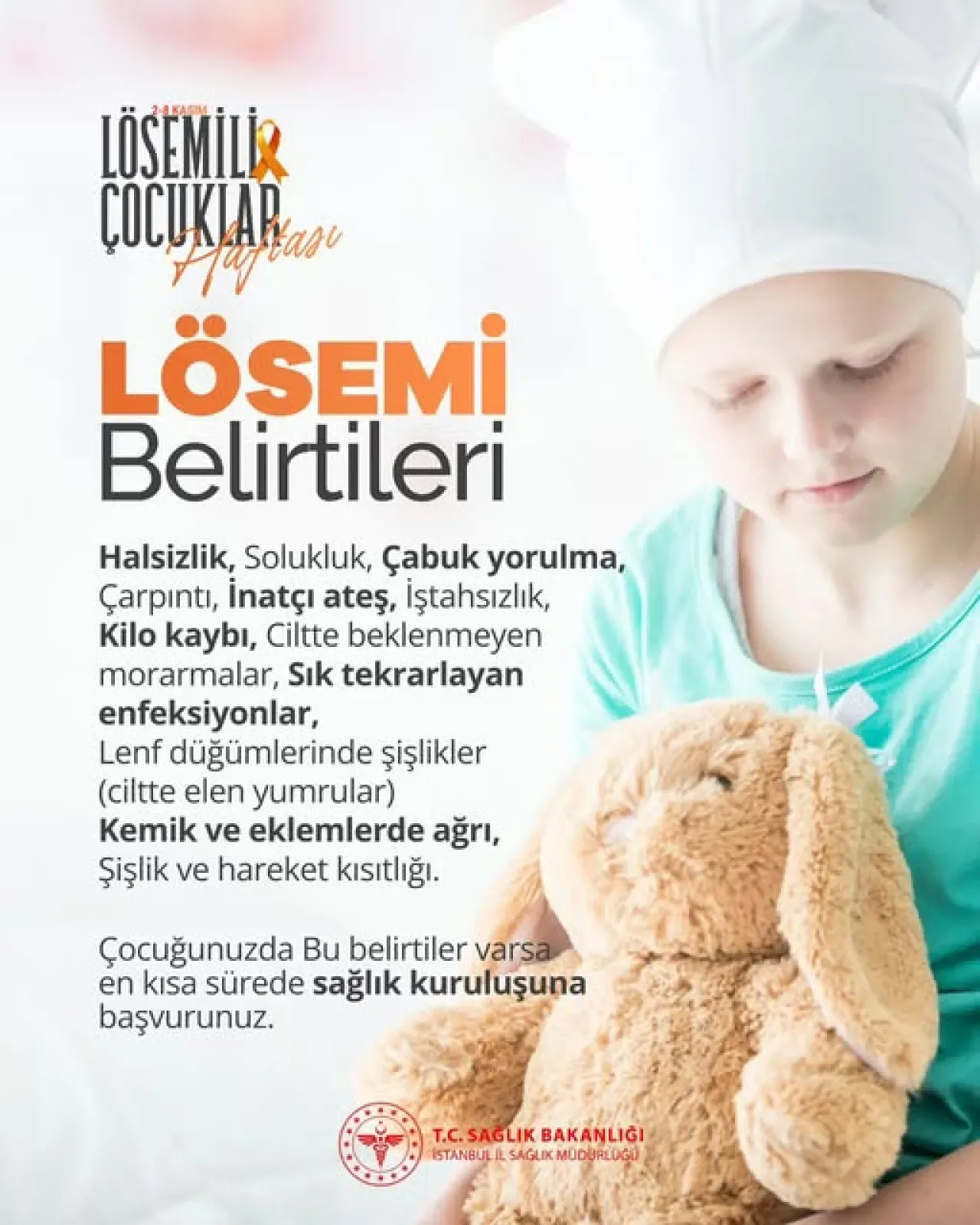 İstanbul İl Sağlık Müdürlüğü'nden Kritik Uyarı: Çocuklarda Lösemi Belirtilerine Dikkat! İstanbul İl Sağlık Müdürlüğü'nden Kritik Uyarı: Çocuklarda Lösemi Belirtilerine Dikkat!