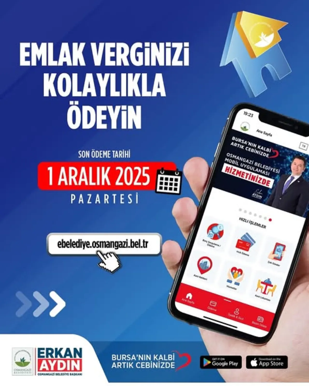 Osmangazi Belediyesi Emlak Vergisi İkinci Taksit Ödemeleri Başladı Osmangazi Belediyesi Emlak Vergisi İkinci Taksit Ödemeleri Başladı