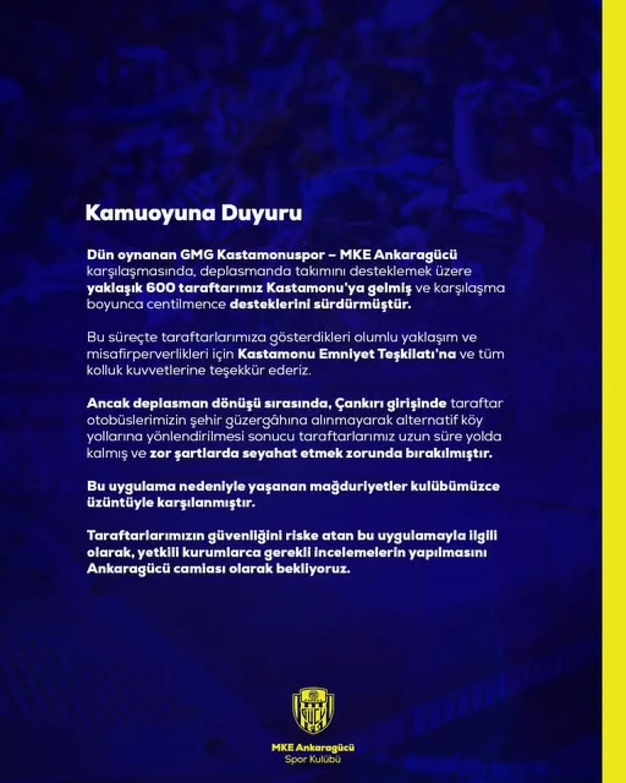 MKE Ankaragücü Taraftarlarına Yol Engeli: Köy Yollarında Zorlu Seyahat MKE Ankaragücü Taraftarlarına Yol Engeli: Köy Yollarında Zorlu Seyahat