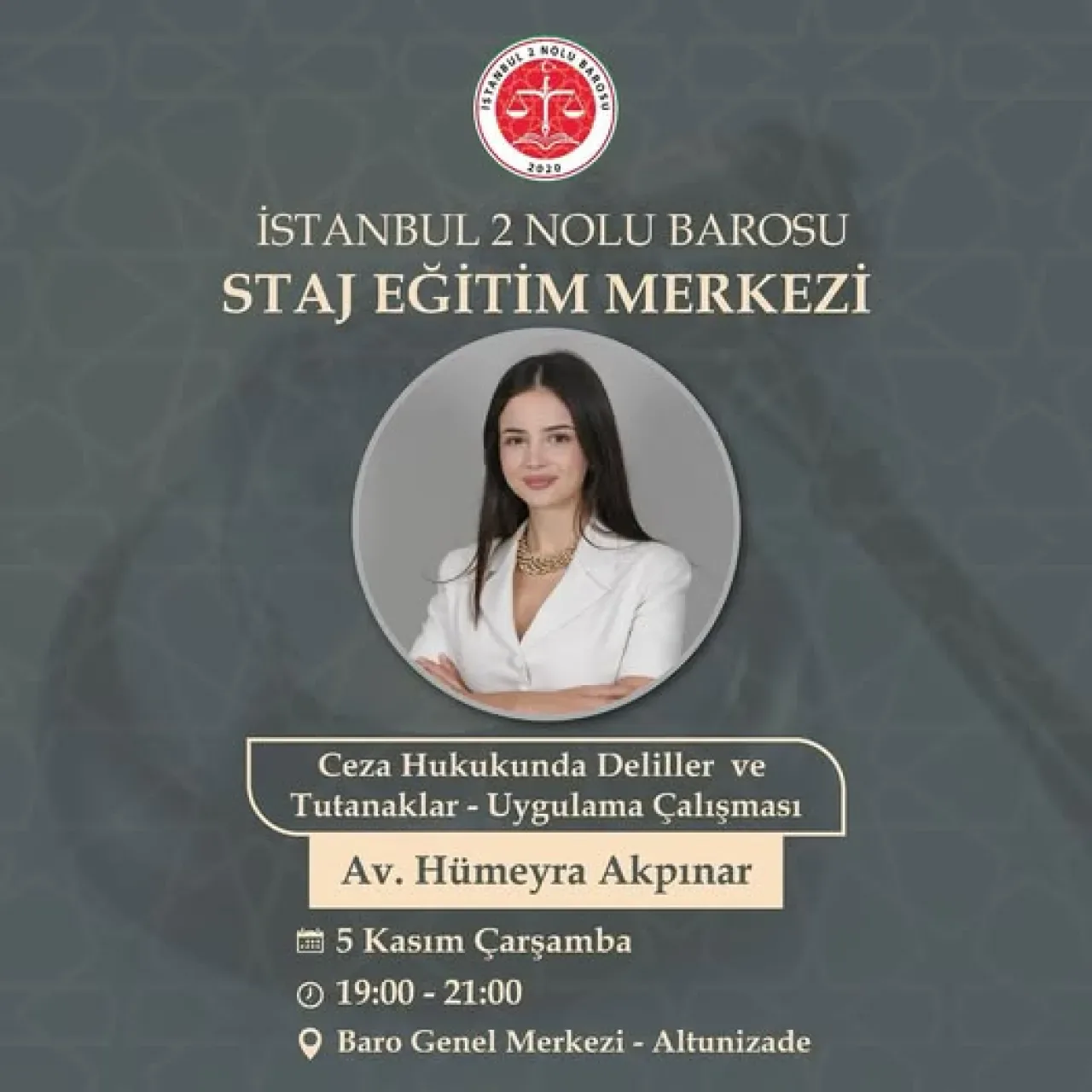 İstanbul Barosu'ndan Stajyer Avukatlar İçin Ceza Hukukunda Deliller ve Tutanaklar Eğitimi İstanbul Barosu'ndan Stajyer Avukatlar İçin Ceza Hukukunda Deliller ve Tutanaklar Eğitimi