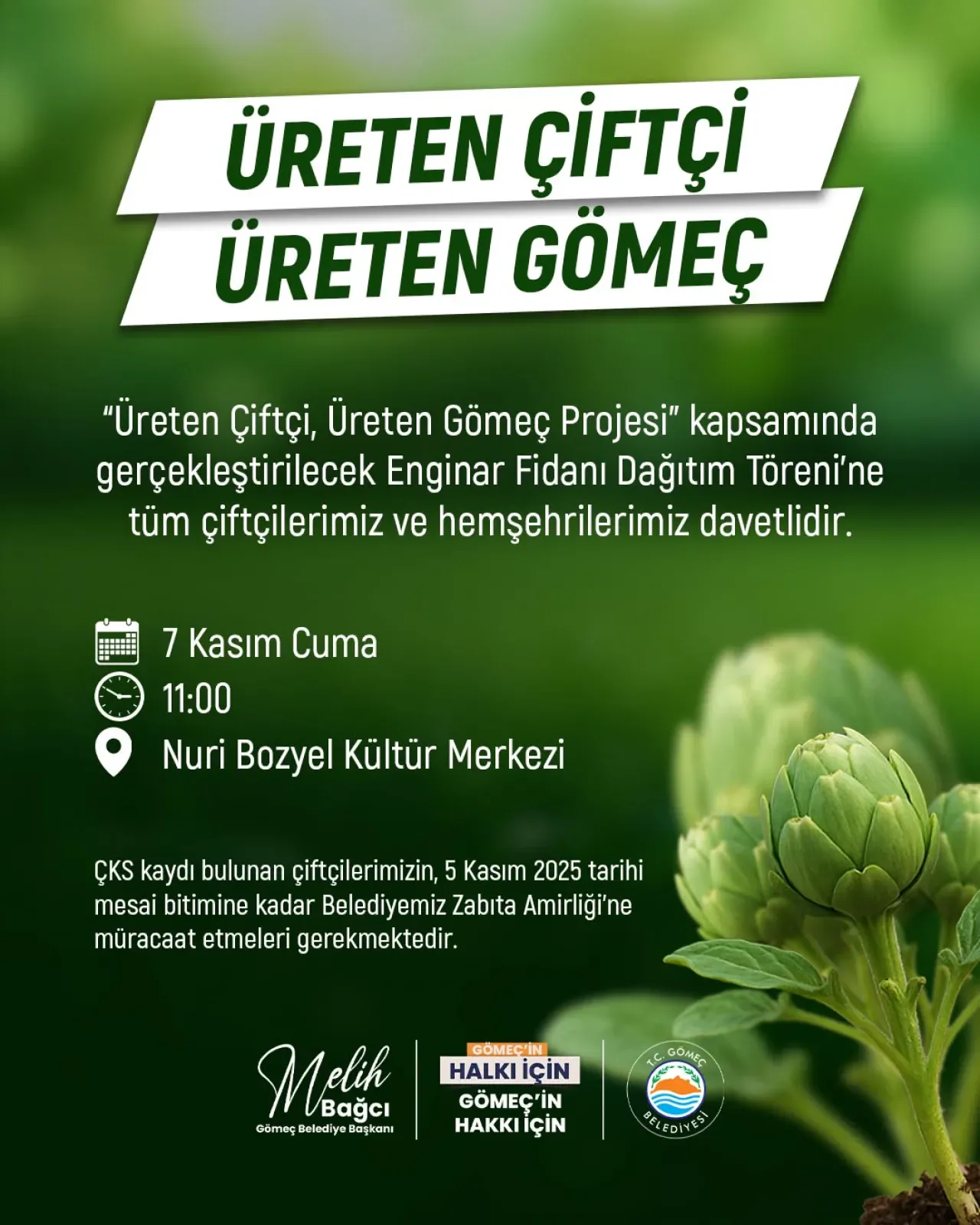 Gömeç'te Çiftçilere Ücretsiz Enginar Fidanı Dağıtımı Yapılacak Gömeç'te Çiftçilere Ücretsiz Enginar Fidanı Dağıtımı Yapılacak