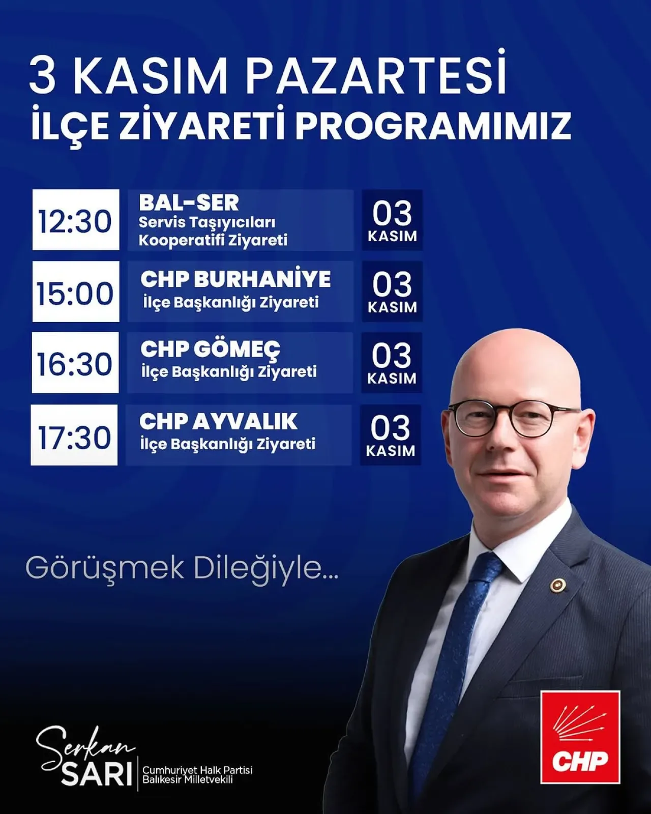 CHP'li Sarı, Balıkesir'de Servis Kooperatifi ve İlçe Teşkilatlarını Ziyaret Edecek CHP'li Sarı, Balıkesir'de Servis Kooperatifi ve İlçe Teşkilatlarını Ziyaret Edecek