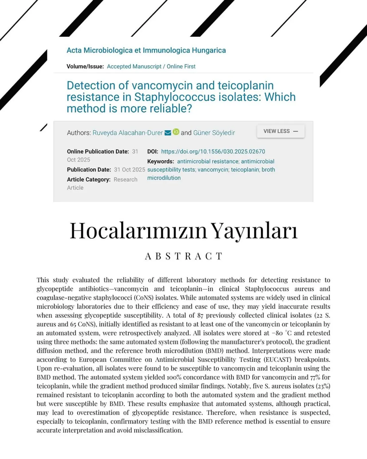 Sağlık Bilimleri Üniversitesi'nde Antibiyotik Direnç Tespitinde Önemli Araştırma Sağlık Bilimleri Üniversitesi'nde Antibiyotik Direnç Tespitinde Önemli Araştırma
