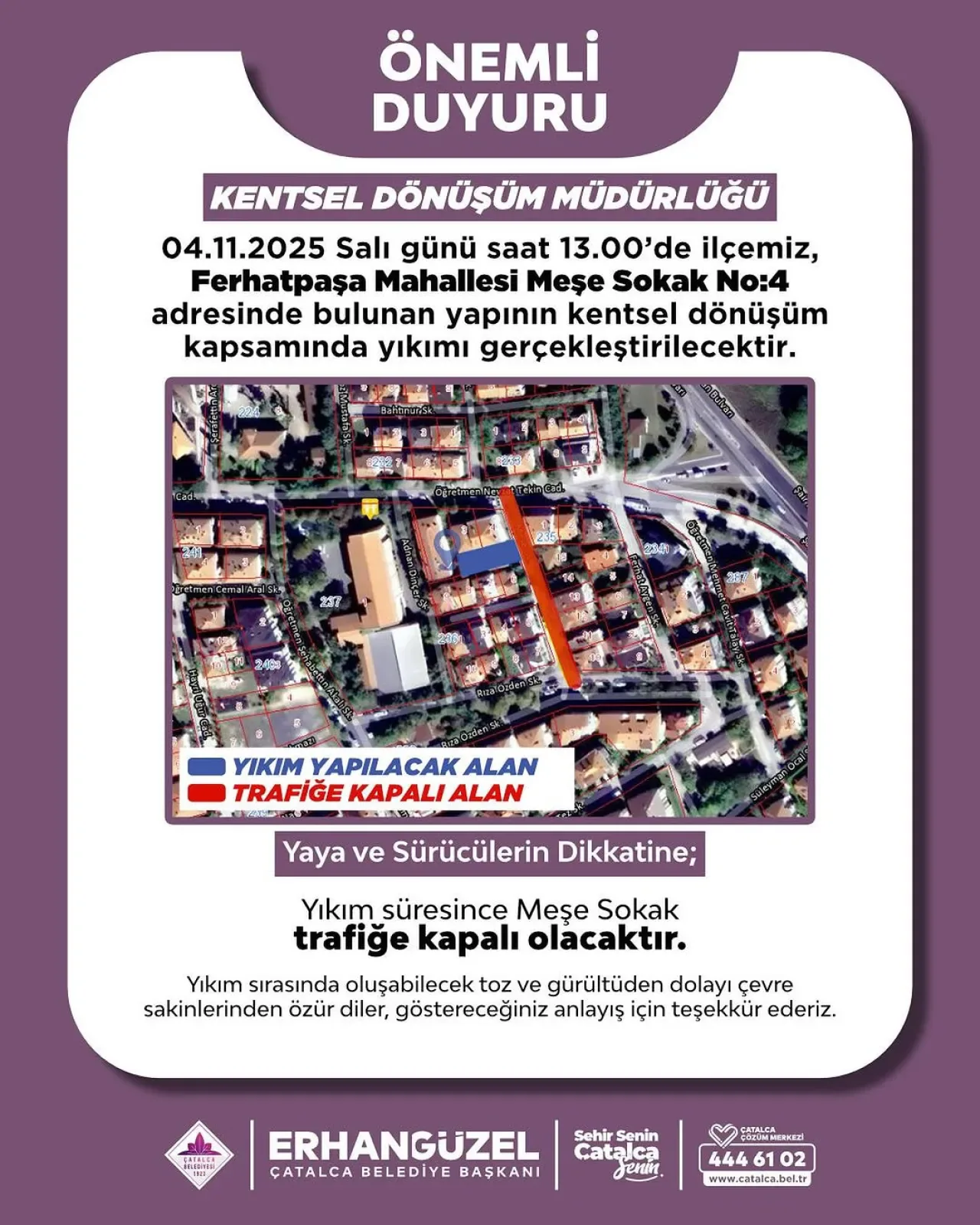 Çatalca'da Kentsel Dönüşüm Hareketi: Meşe Sokak'ta Yıkım Çalışması Başlıyor Çatalca'da Kentsel Dönüşüm Hareketi: Meşe Sokak'ta Yıkım Çalışması Başlıyor