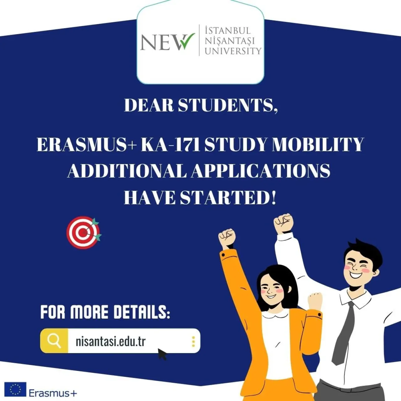 İstanbul Nişantaşı Üniversitesi'nde Erasmus+ KA171 Programı İçin Ek Başvurular Başladı İstanbul Nişantaşı Üniversitesi'nde Erasmus+ KA171 Programı İçin Ek Başvurular Başladı
