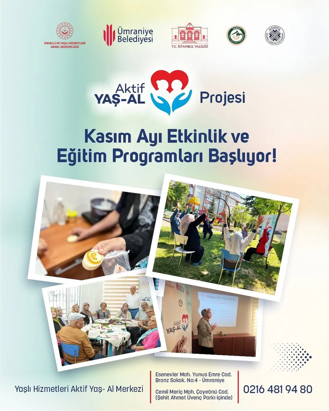 Ümraniye Belediyesi, Kasım Ayında Yaşlı Bireyler İçin "Aktif Yaş Al" Projesini Başlatıyor Ümraniye Belediyesi, Kasım Ayında Yaşlı Bireyler İçin "Aktif Yaş Al" Projesini Başlatıyor