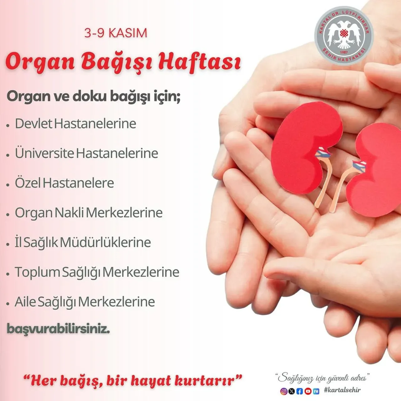 İstanbul Kartal Şehir Hastanesi'nde Organ Bağışı Haftası'na Özel Vurgu İstanbul Kartal Şehir Hastanesi'nde Organ Bağışı Haftası'na Özel Vurgu