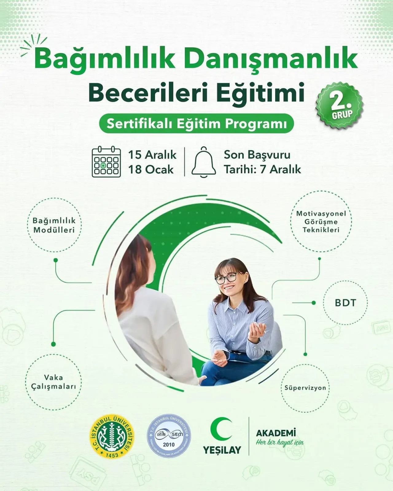 Yeşilay ve İstanbul Üniversitesi'nden Bağımlılık Danışmanlığı Eğitimi Yeşilay ve İstanbul Üniversitesi'nden Bağımlılık Danışmanlığı Eğitimi