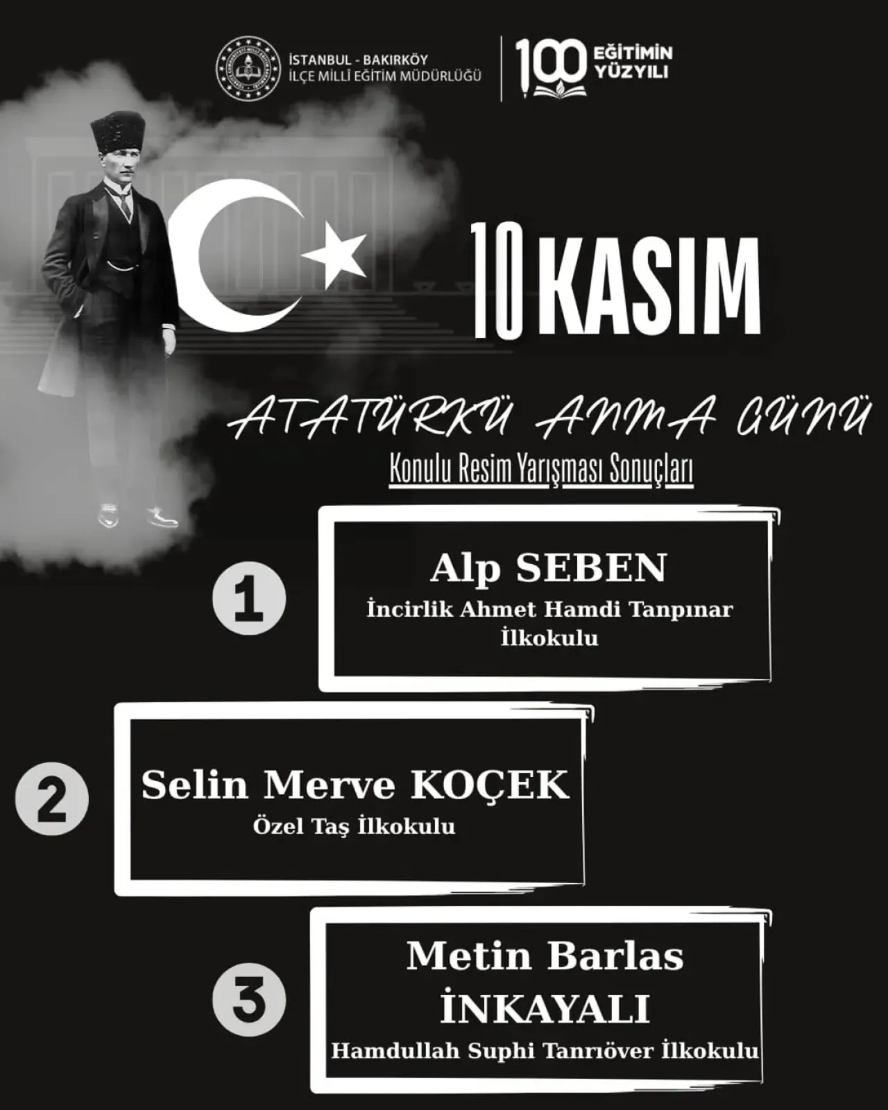 Bakırköy'de 10 Kasım Atatürk'ü Anma Yarışmasında Dereceye Giren Öğrenciler Açıklandı Bakırköy'de 10 Kasım Atatürk'ü Anma Yarışmasında Dereceye Giren Öğrenciler Açıklandı