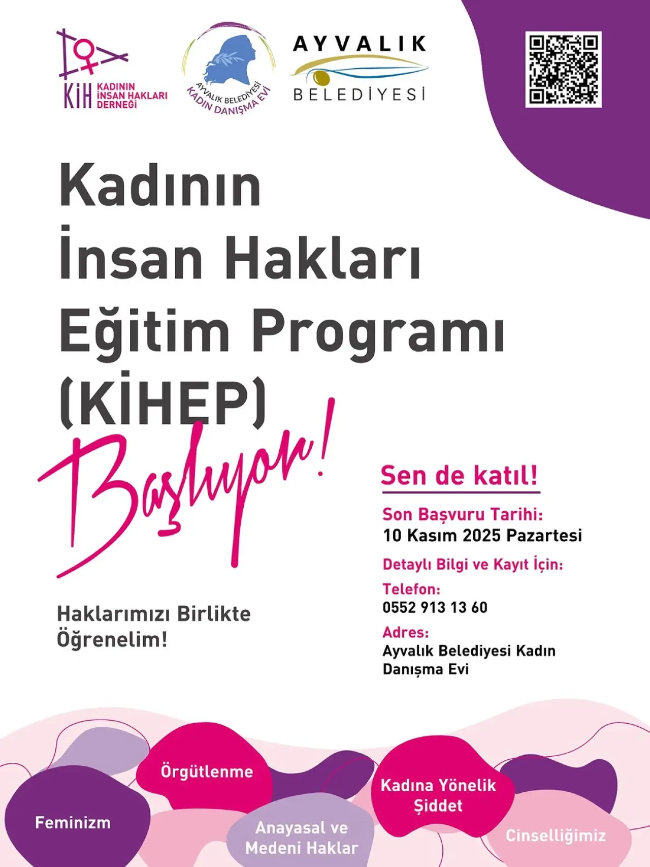 Ayvalık Belediyesi, Kadınlar İçin 16 Haftalık Hak Eğitimi Programı Başlatıyor Ayvalık Belediyesi, Kadınlar İçin 16 Haftalık Hak Eğitimi Programı Başlatıyor