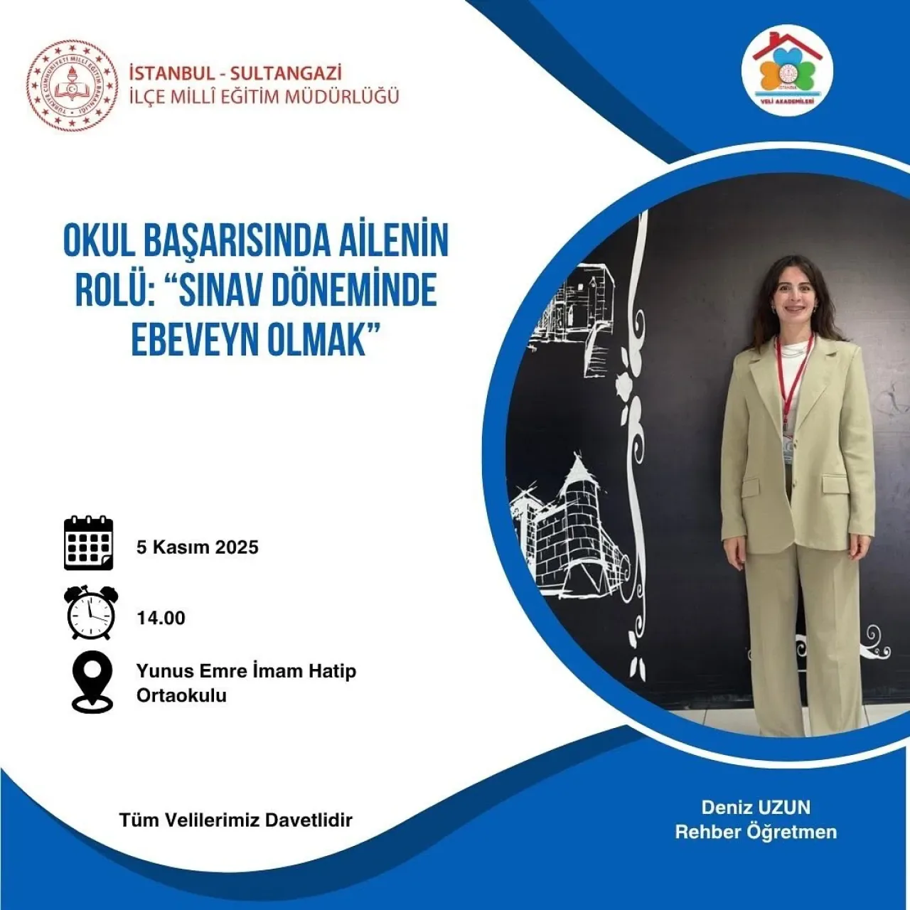 Sultangazi'de Velilere Yönelik "Sınav Döneminde Ebeveyn Olmak" Semineri Düzenleniyor Sultangazi'de Velilere Yönelik "Sınav Döneminde Ebeveyn Olmak" Semineri Düzenleniyor