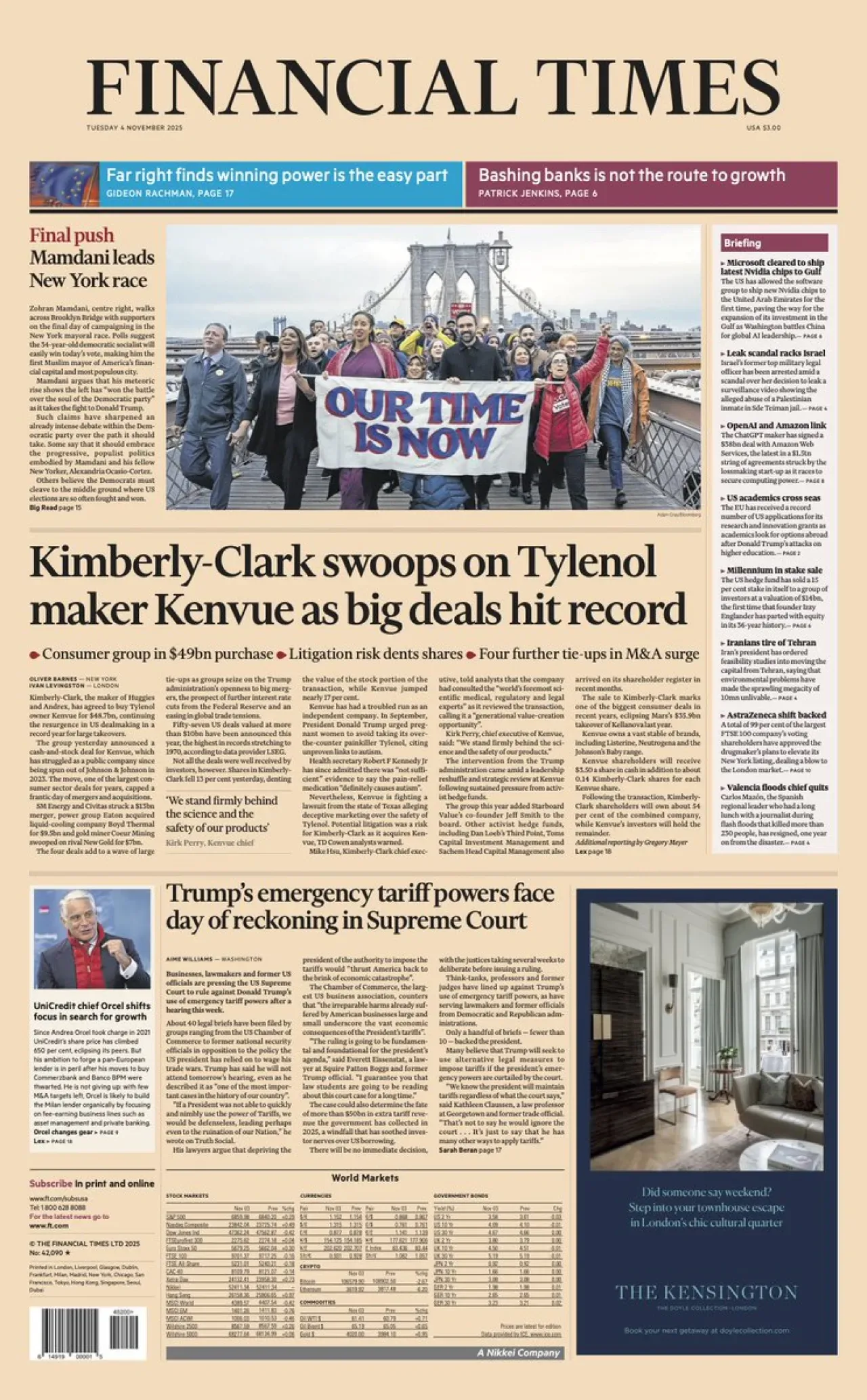 Financial Times'ın 4 Kasım Tarihli Ön Sayfası Yayında Financial Times'ın 4 Kasım Tarihli Ön Sayfası Yayında