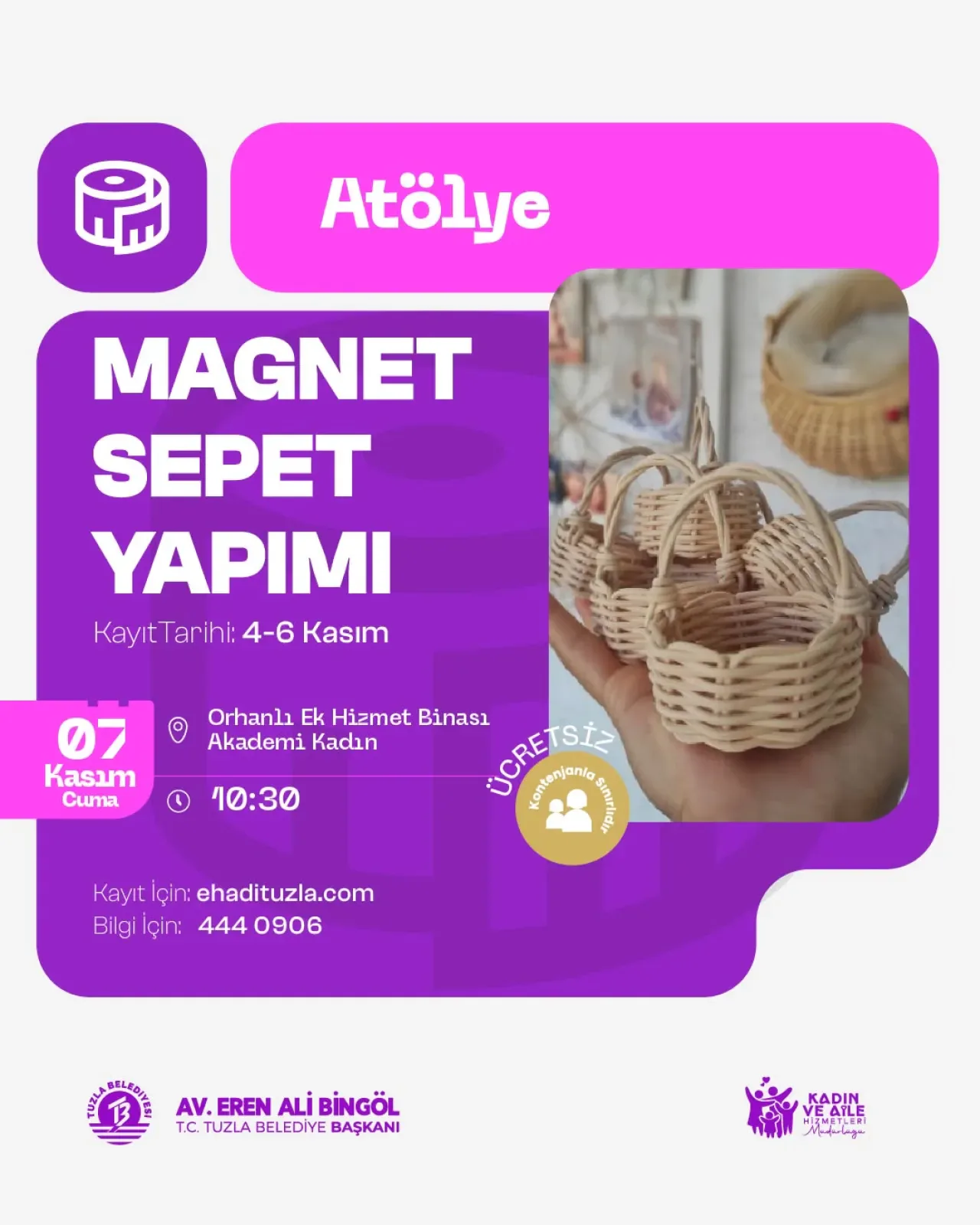 İstanbul Tuzla'da Kadınlar İçin Magnet Sepet Yapımı Hobi Atölyesi Düzenleniyor İstanbul Tuzla'da Kadınlar İçin Magnet Sepet Yapımı Hobi Atölyesi Düzenleniyor