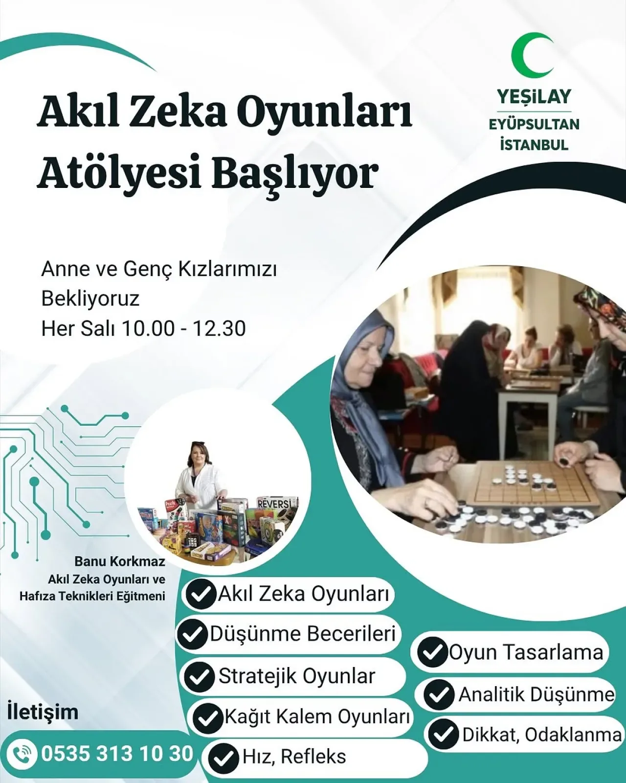 Yeşilay Eyüpsultan'da Anneler ve Kızlar İçin Zeka Oyunları Atölyesi Başlıyor Yeşilay Eyüpsultan'da Anneler ve Kızlar İçin Zeka Oyunları Atölyesi Başlıyor