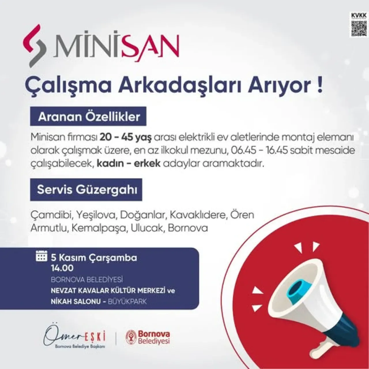 İzmir Bornova'da Elektrikli Ev Aletleri Montaj Elemanı İş İlanı: 5 Kasım'da İş Görüşmesi İzmir Bornova'da Elektrikli Ev Aletleri Montaj Elemanı İş İlanı: 5 Kasım'da İş Görüşmesi