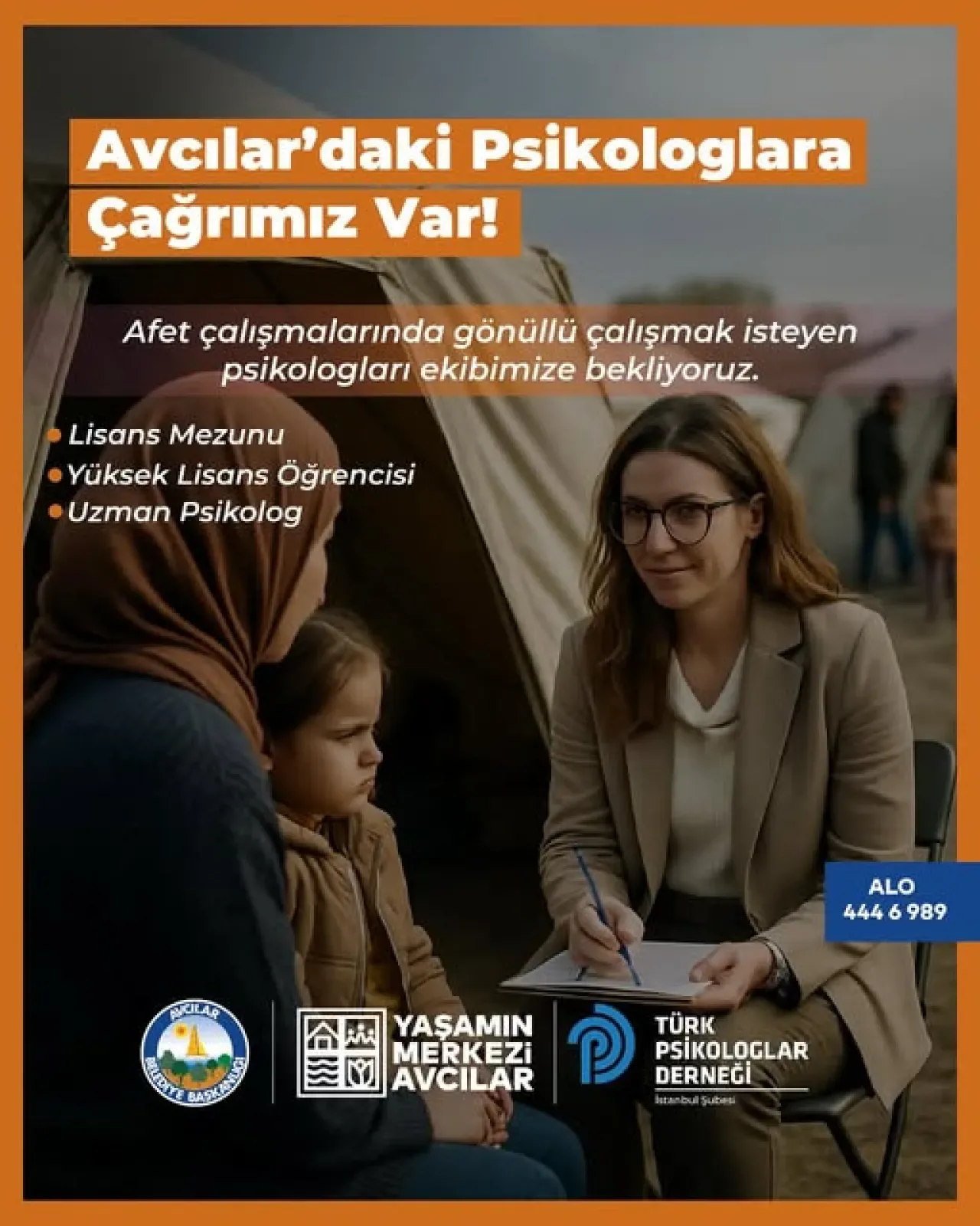 Avcılar Belediyesi Afet Çalışmaları İçin Psikologları Göreve Çağırıyor Avcılar Belediyesi Afet Çalışmaları İçin Psikologları Göreve Çağırıyor