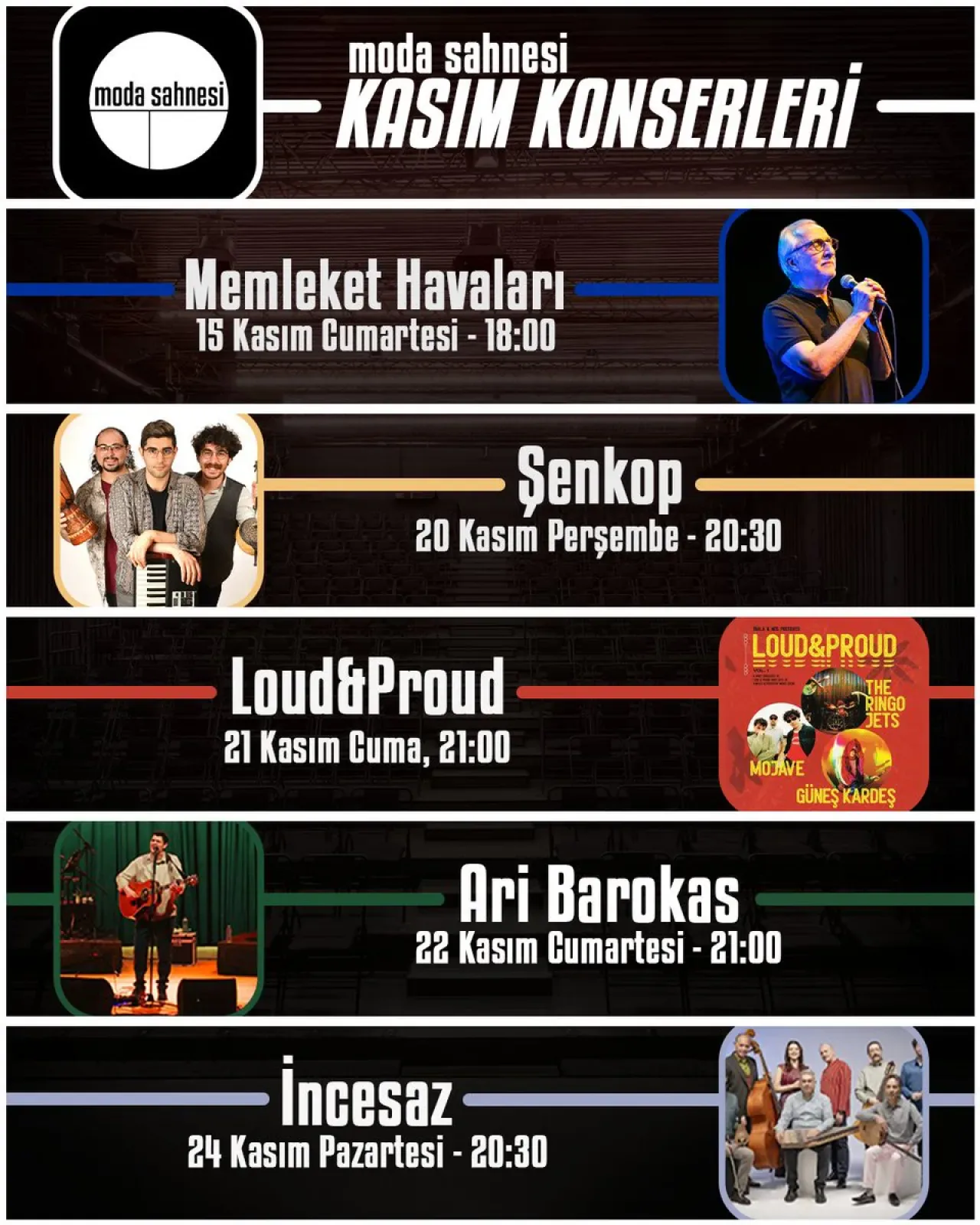 Moda Sahnesi'nde Kasım Ayı Müzik Ziyafeti: Memleket Havaları'ndan İncesaz'a Unutulmaz Konserler Moda Sahnesi'nde Kasım Ayı Müzik Ziyafeti: Memleket Havaları'ndan İncesaz'a Unutulmaz Konserler