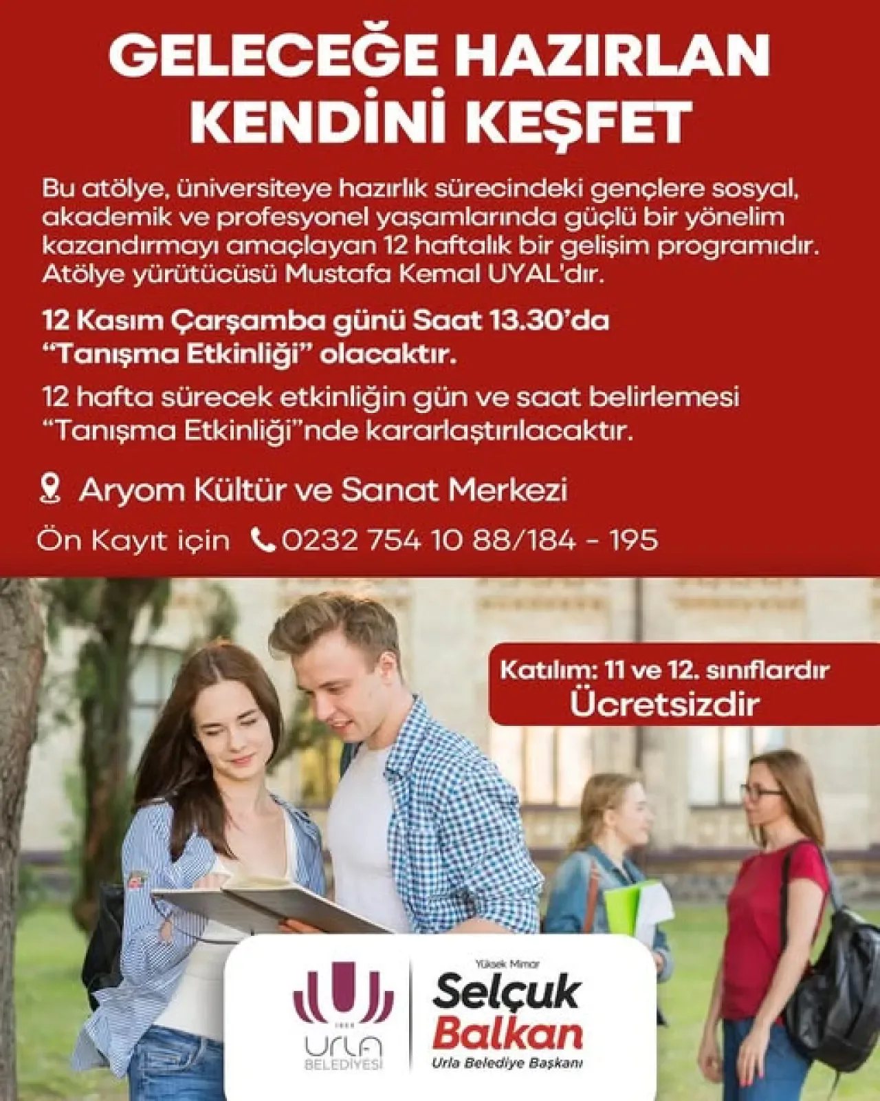 İzmir Urla'da Üniversite Adaylarına Ücretsiz 12 Haftalık Gelişim Programı İzmir Urla'da Üniversite Adaylarına Ücretsiz 12 Haftalık Gelişim Programı