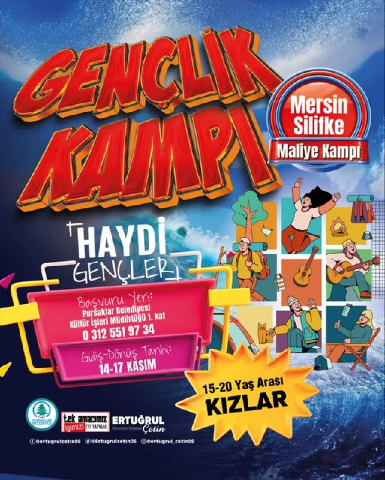 Pursaklar Belediyesi Genç Kızları Mersin Silifke Gençlik Kampı'na Gönderiyor Pursaklar Belediyesi Genç Kızları Mersin Silifke Gençlik Kampı'na Gönderiyor