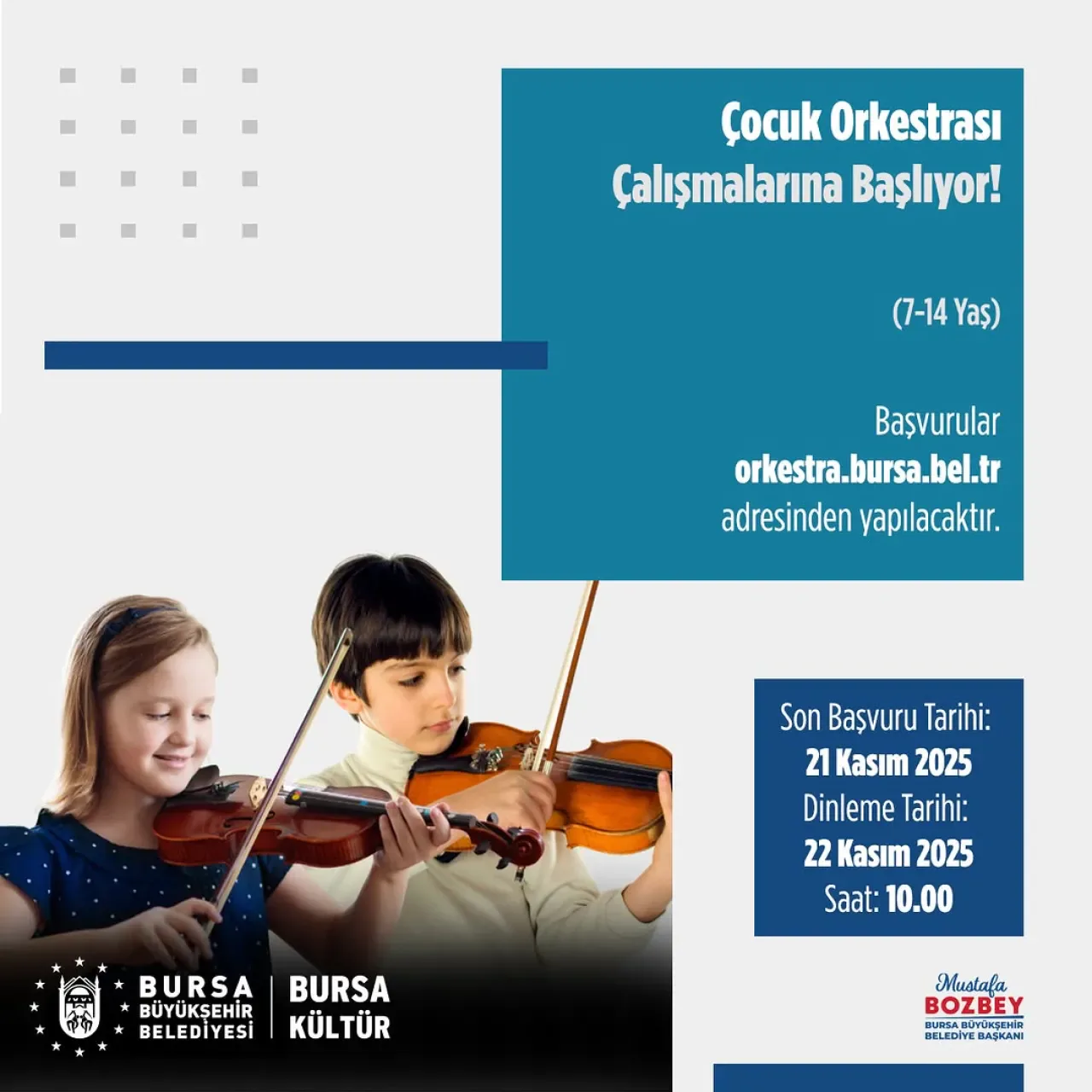 Bursa Büyükşehir Belediyesi Çocuk Orkestrası Başvuruları Başladı Bursa Büyükşehir Belediyesi Çocuk Orkestrası Başvuruları Başladı
