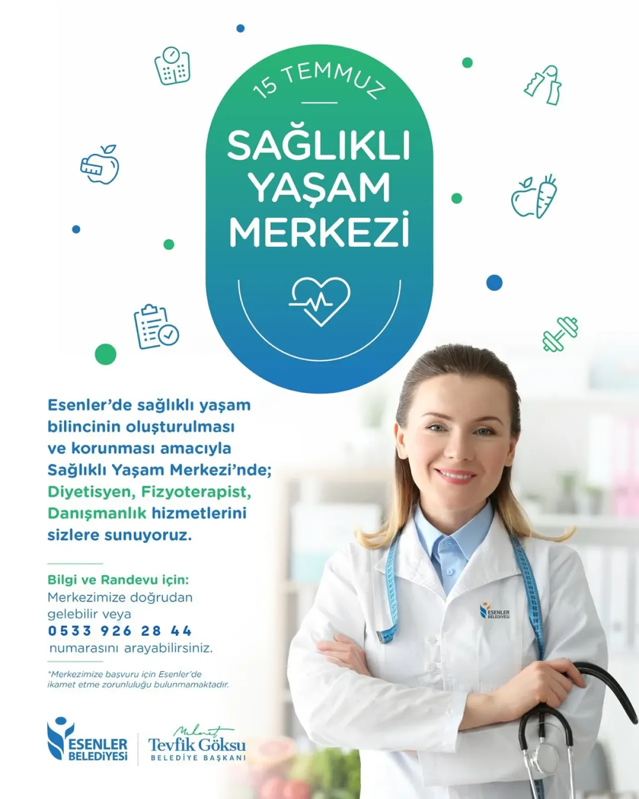 Esenler'de Ücretsiz Diyetisyen ve Fizyoterapist Hizmeti Esenler'de Ücretsiz Diyetisyen ve Fizyoterapist Hizmeti