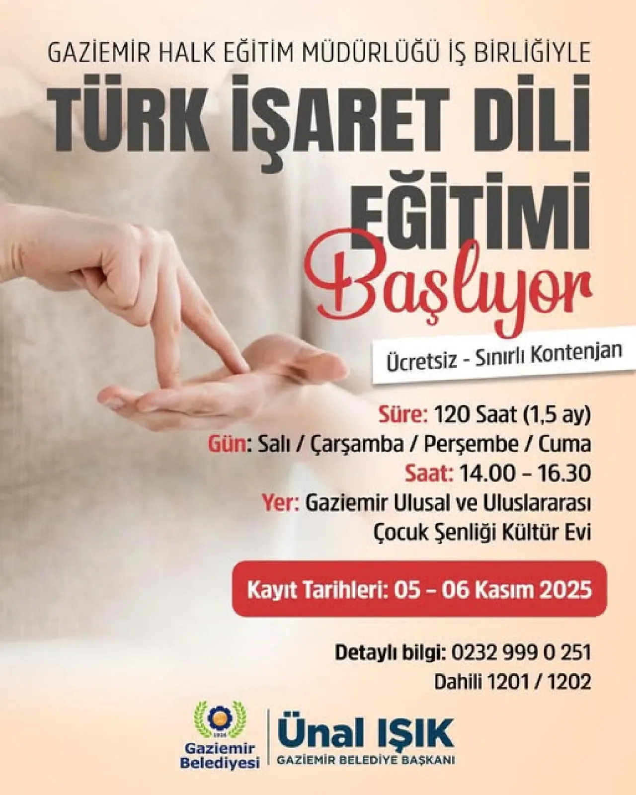 Gaziemir'de Ücretsiz Türk İşaret Dili Eğitimi Başlıyor Gaziemir'de Ücretsiz Türk İşaret Dili Eğitimi Başlıyor