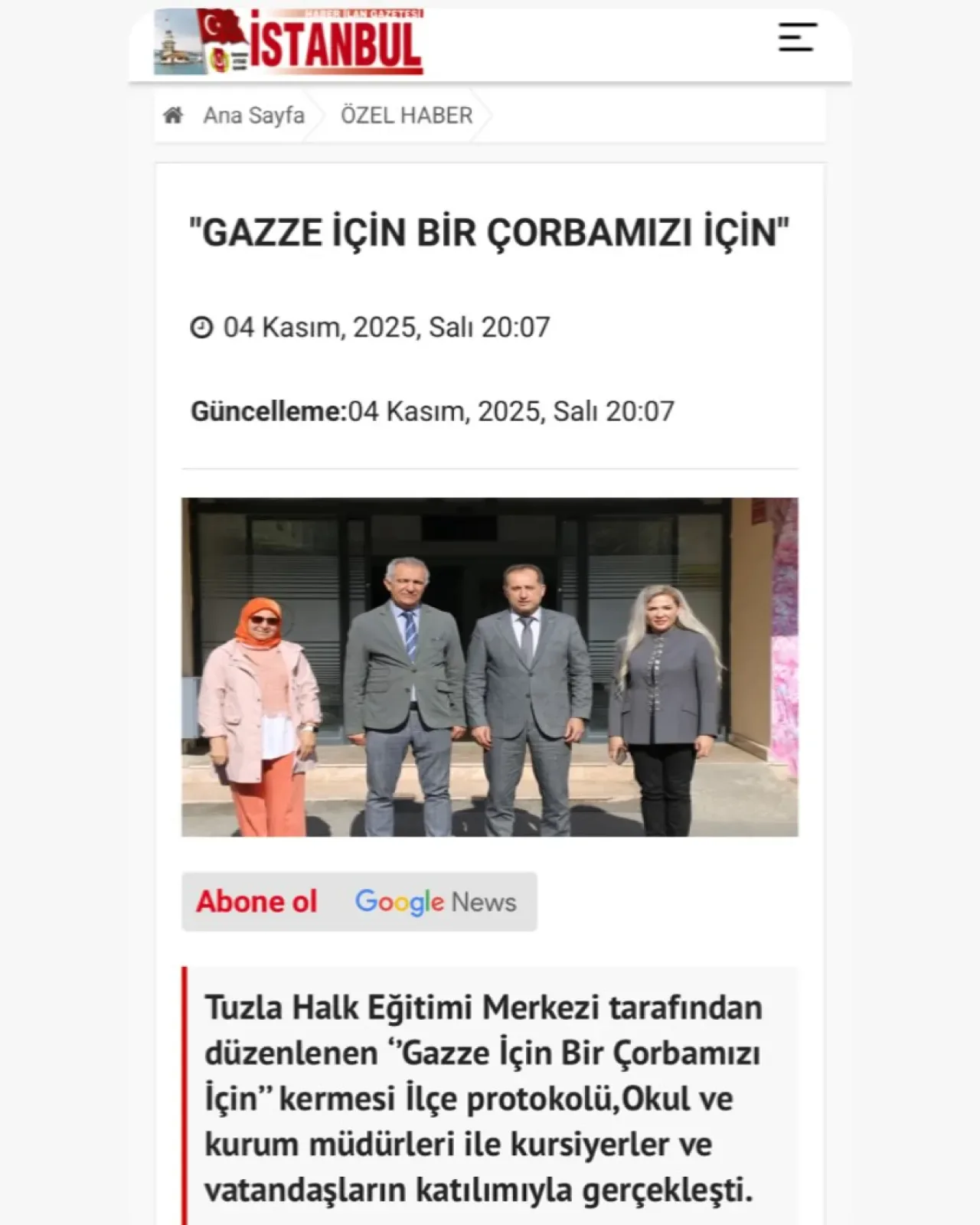 Gazze'ye Destek İçin Tuzla'da Dayanışma Yemeği Gazze'ye Destek İçin Tuzla'da Dayanışma Yemeği
